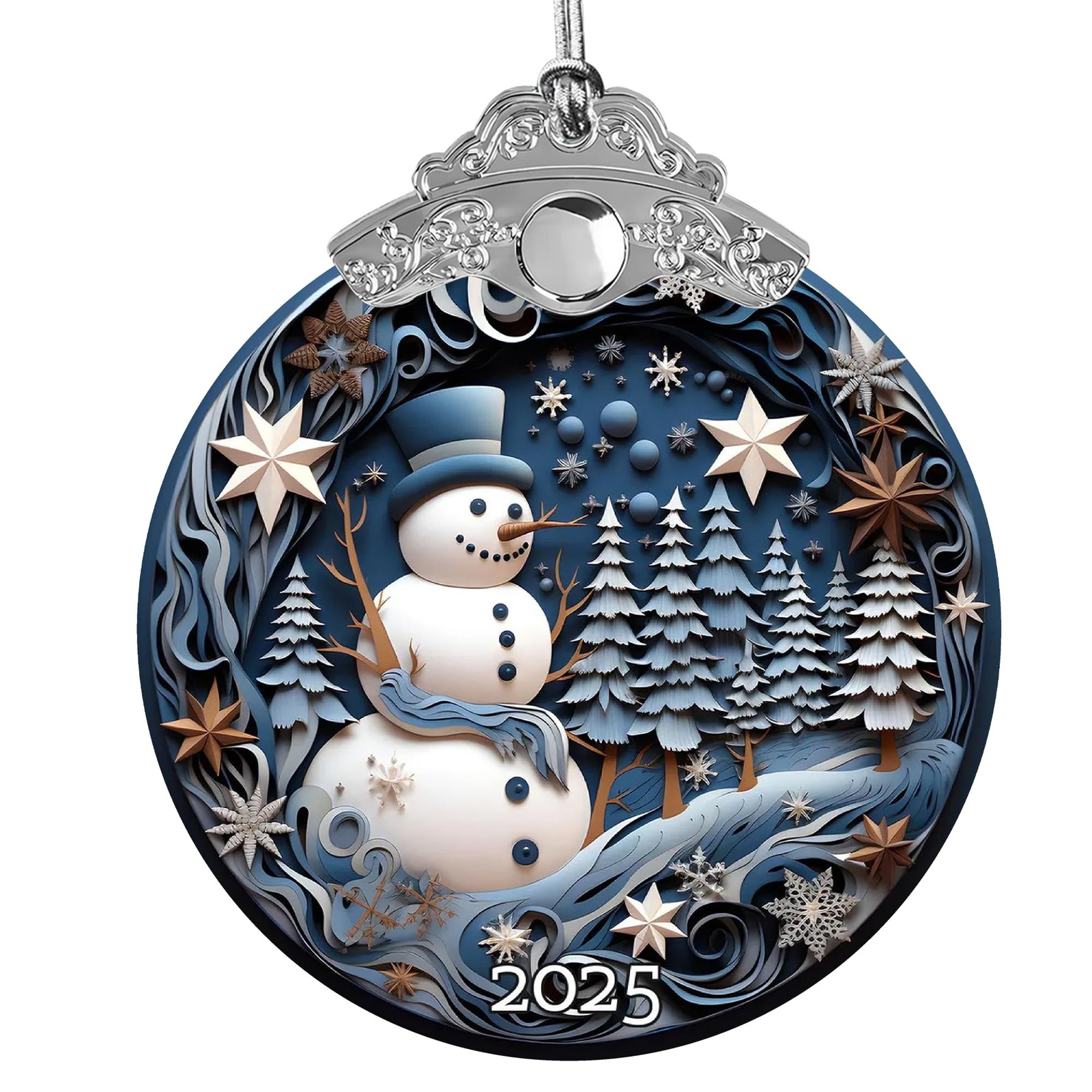 Snowman Ornaments for Christmas Tree 2025, Elegant 2025 Dated Quiling 