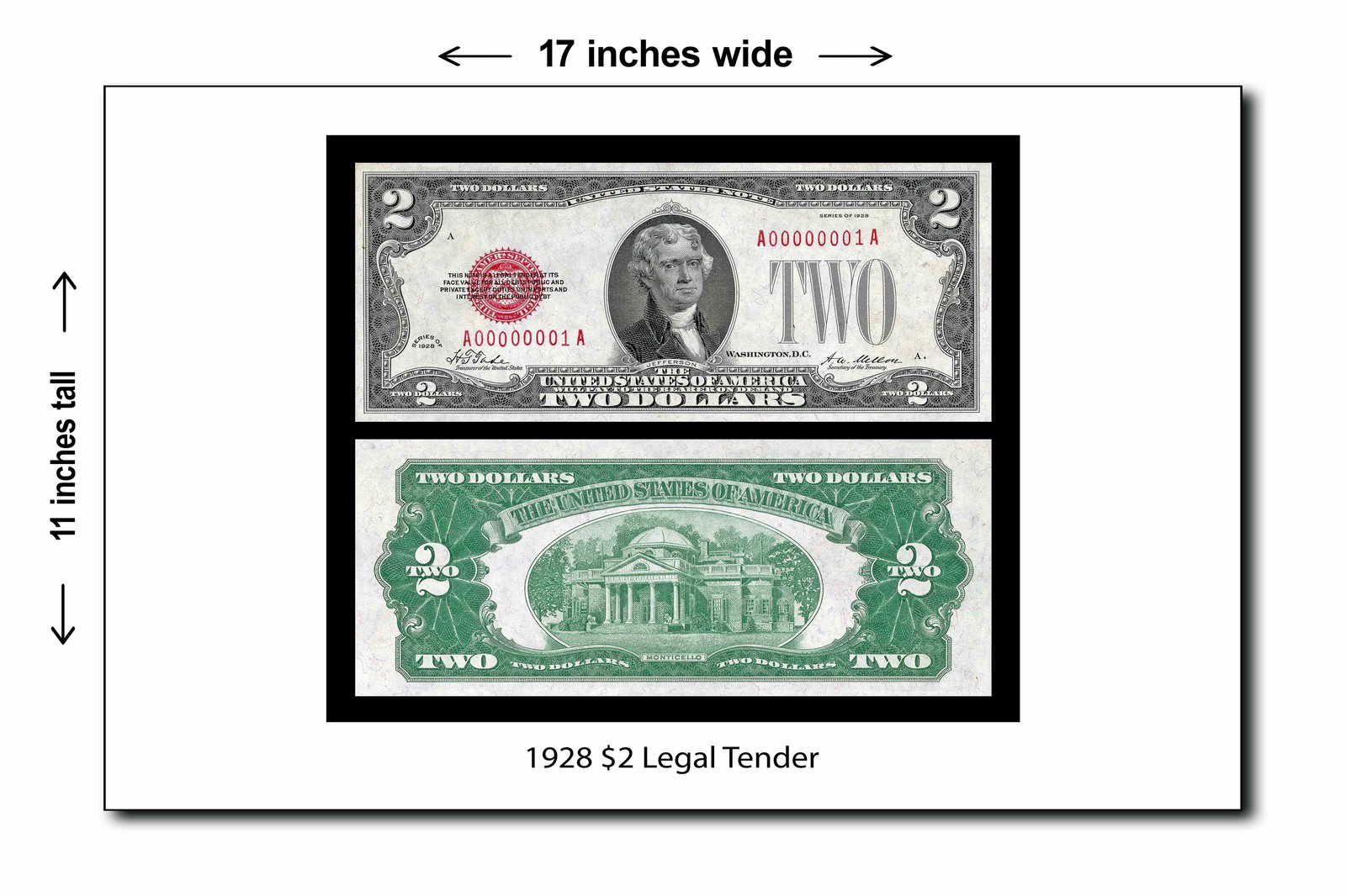 1928 $2 Legal Tender - 11x17 Poster
