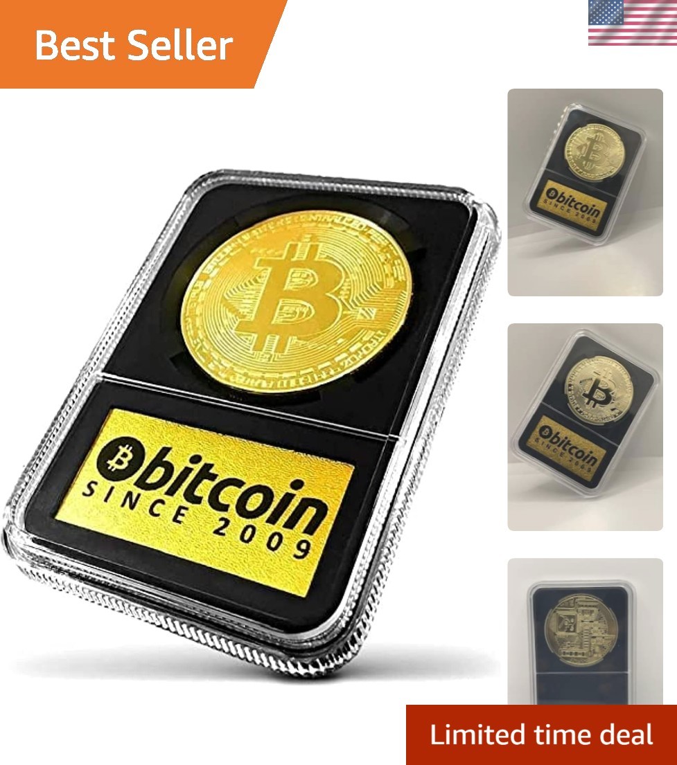Collector's Gold-Plated Bitcoin Coin in Elegant Display Case - Perfect Gift