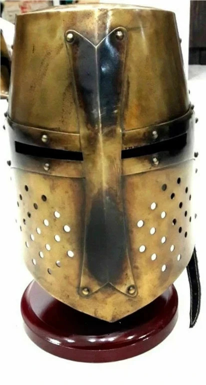 Templar Knight Helmet Medieval Crusader Steel Two-Tone Finish Armor