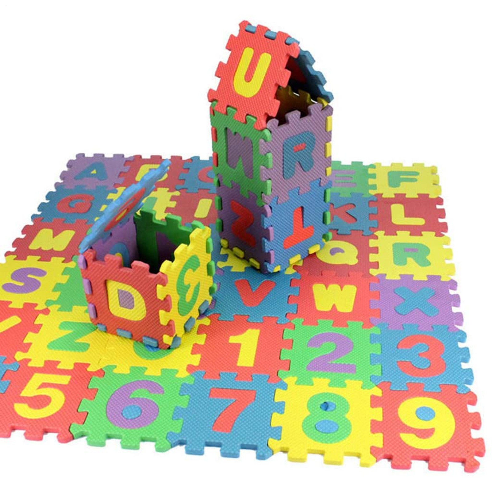 36Pcs Kids' Soft Foam Play Mat Interlocking EVA Tiles with Alphabet and Numbers