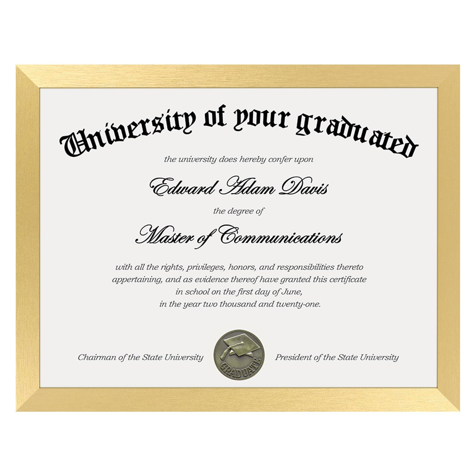 upsimples Certificate Frame with Clear Plexiglass, 8.5 by 11 8.5x11, Gold 