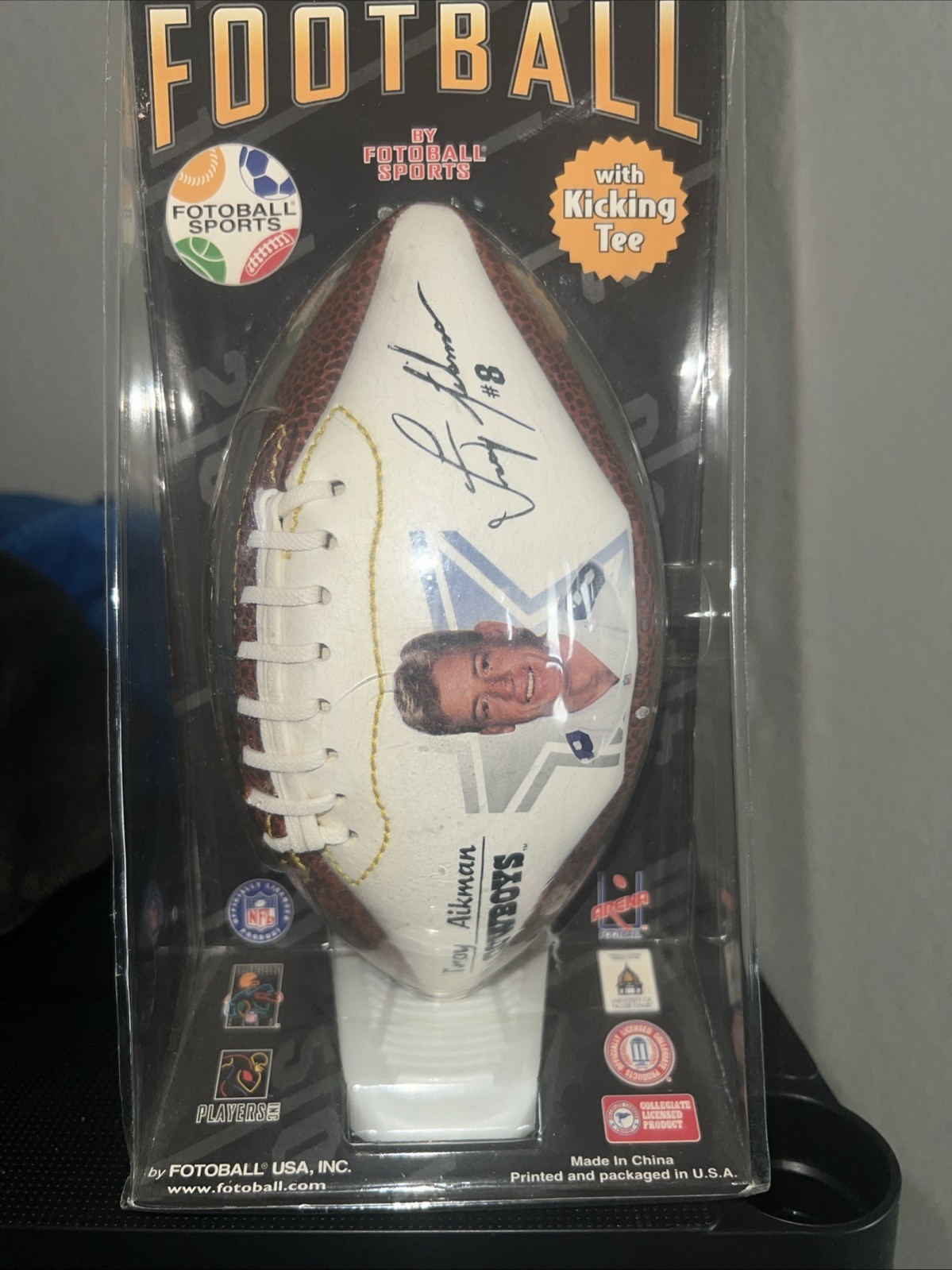 NIP Troy Aikman Dallas Cowboys Mini Football FOTOBALL Headshot Printed Signature