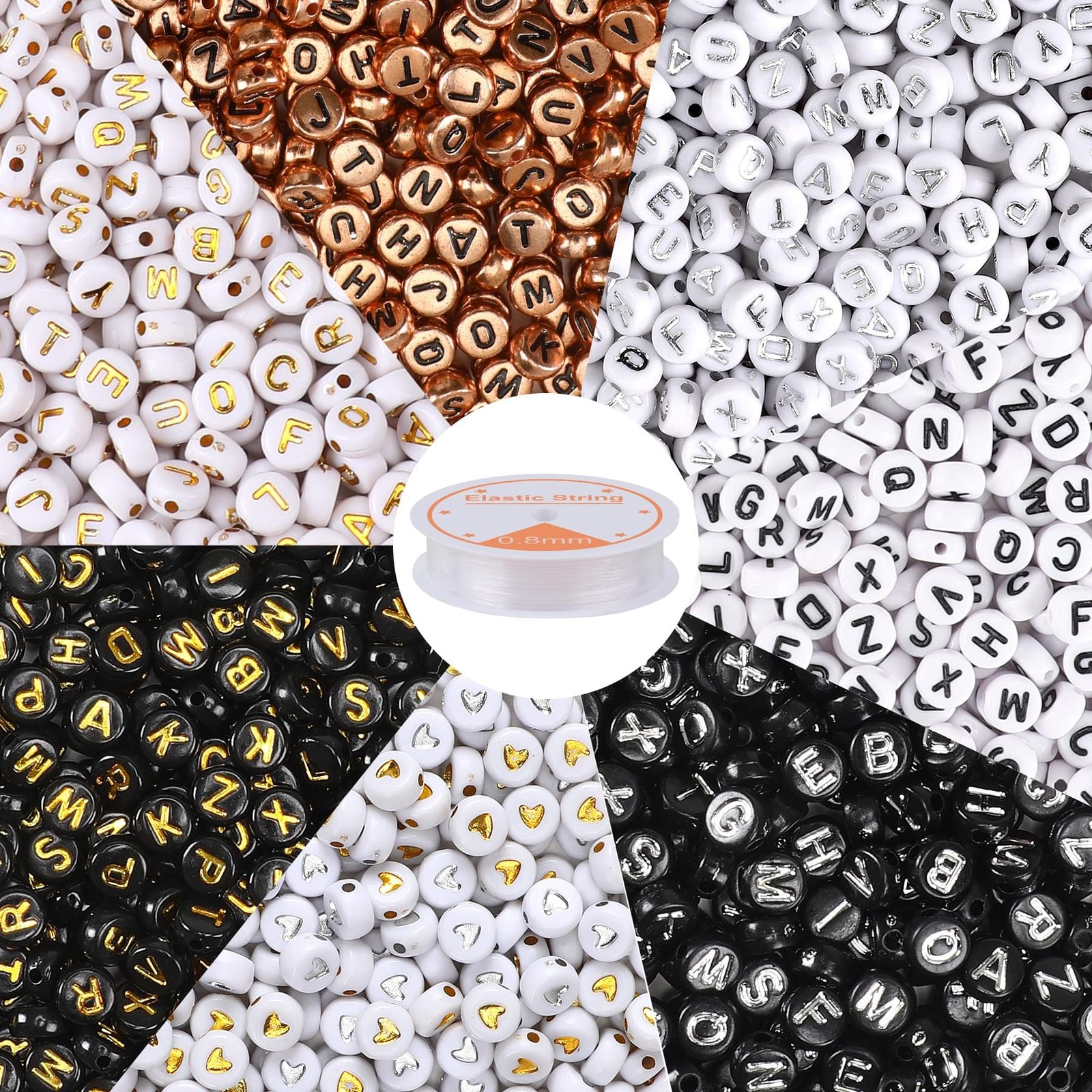 1900Pcs 7 Colors Round Letter Beads 4×7mm Acrylic Alphabet Small, 7 Colors-B 