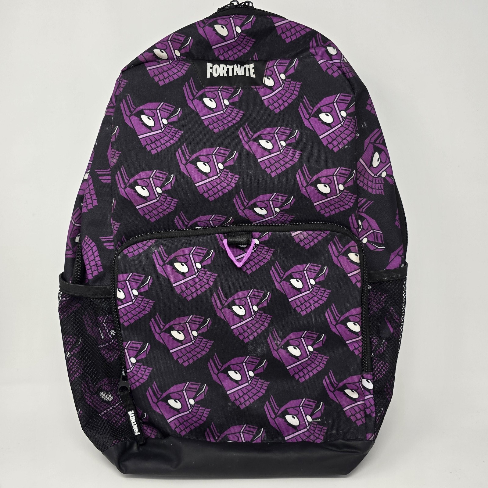 Fortnite Llama Backpack Black Purple All Over Print School Bag Mesh Pockets