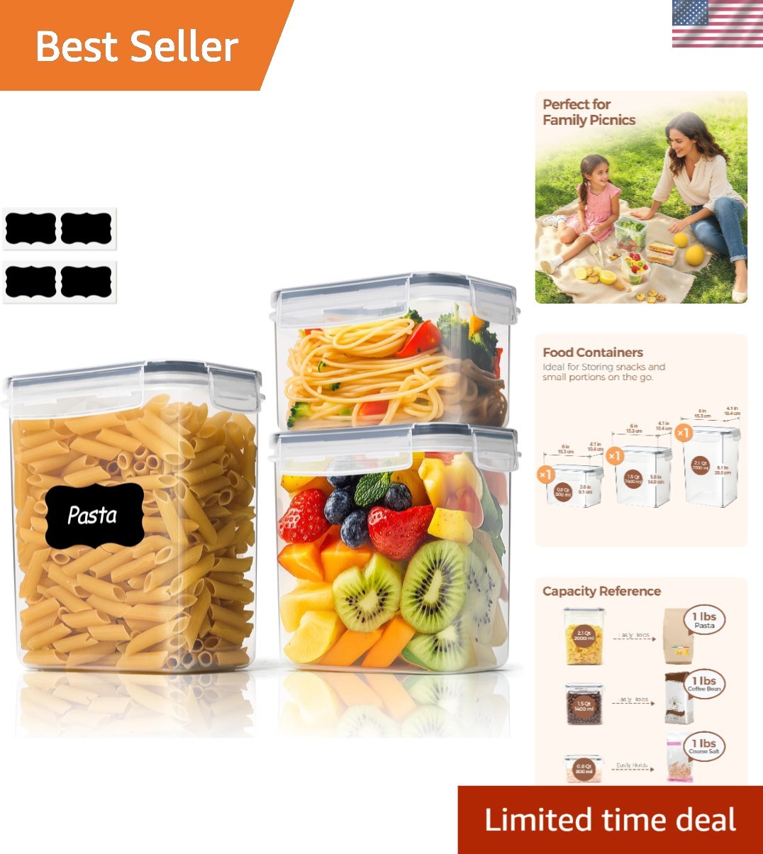 Clear Plastic Food Storage Canisters Set - Stackable and BPA-Free Organizers