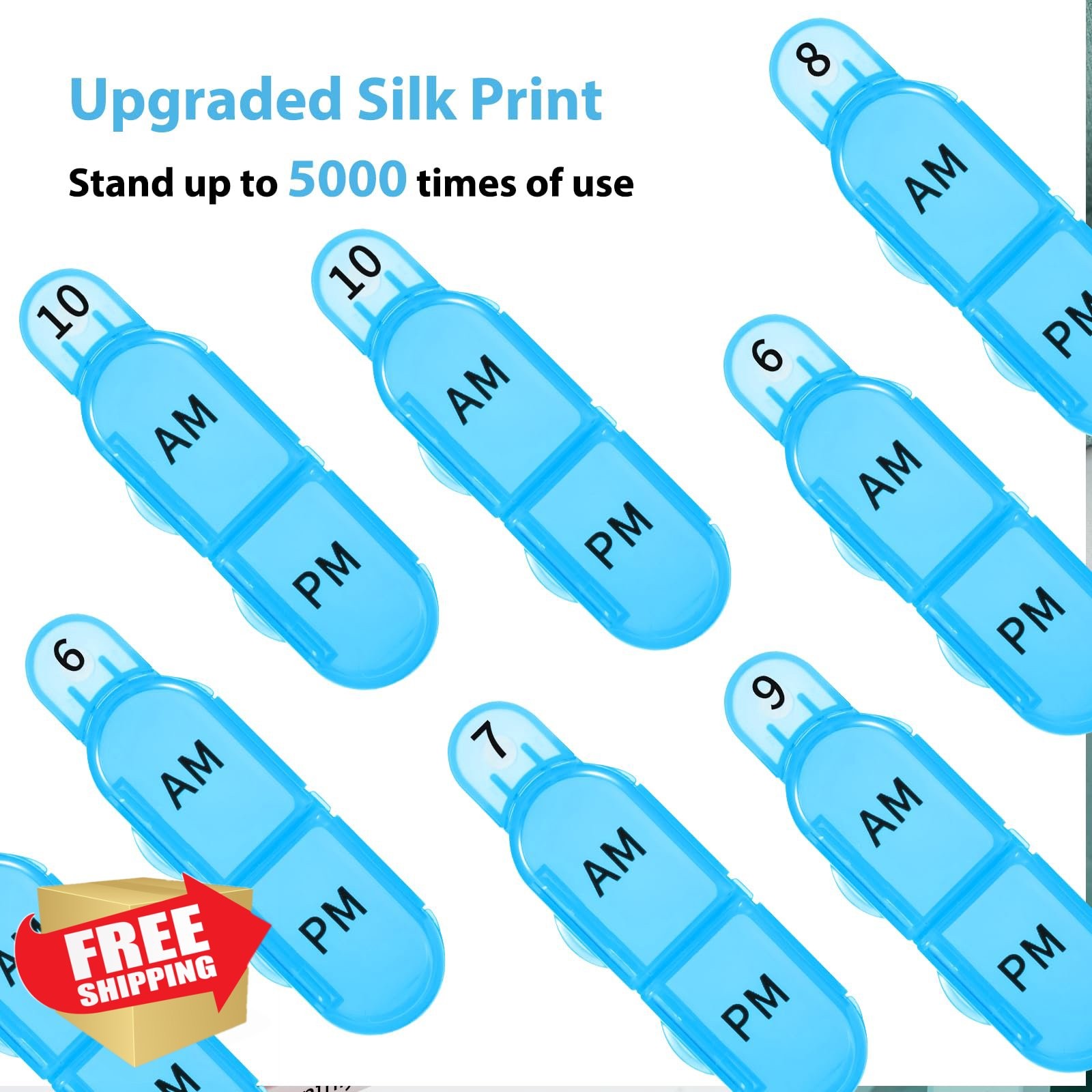 Daviky Monthly Pill Organizer 30 Day AM PM Blue