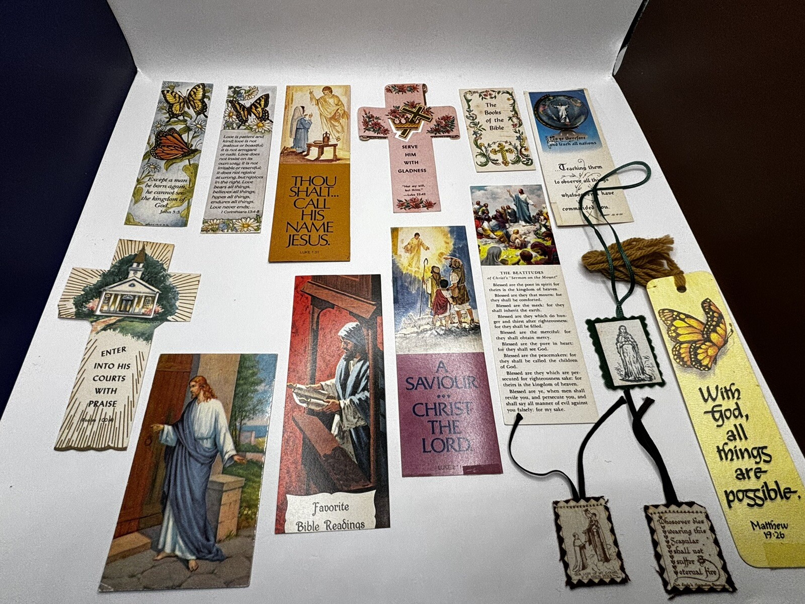 Vintage Christian Bookmark Lot | 15 Bookmarks | Psalms | Jesus | Bible | VGC