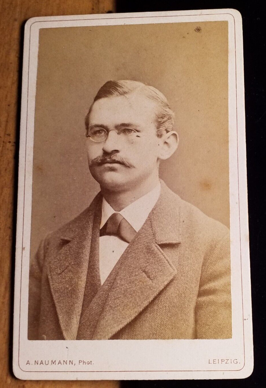 Man with Beard & Glasses / Circa 1870/80s CDV Alfred Naumann Leipzig
