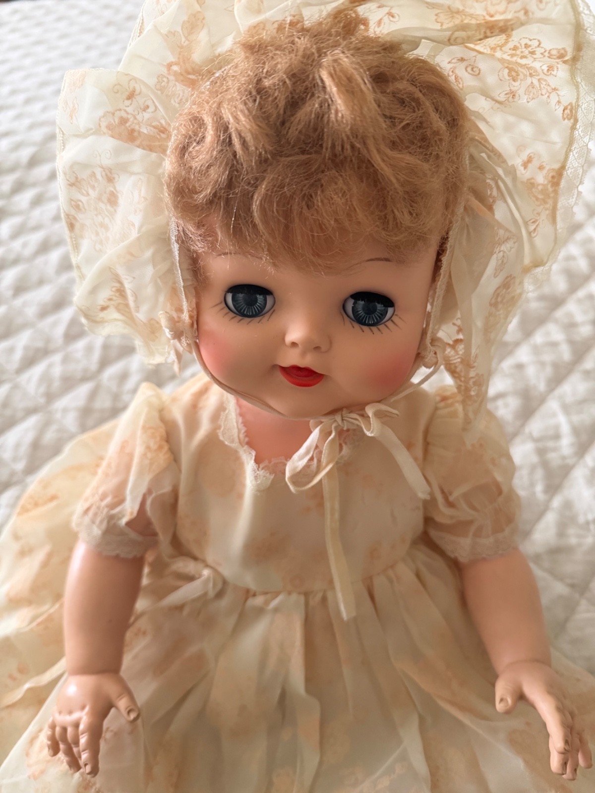 Vintage 1950s Sleepy Eye Hard Rubber Rooted Hair Jointed Baby Doll
