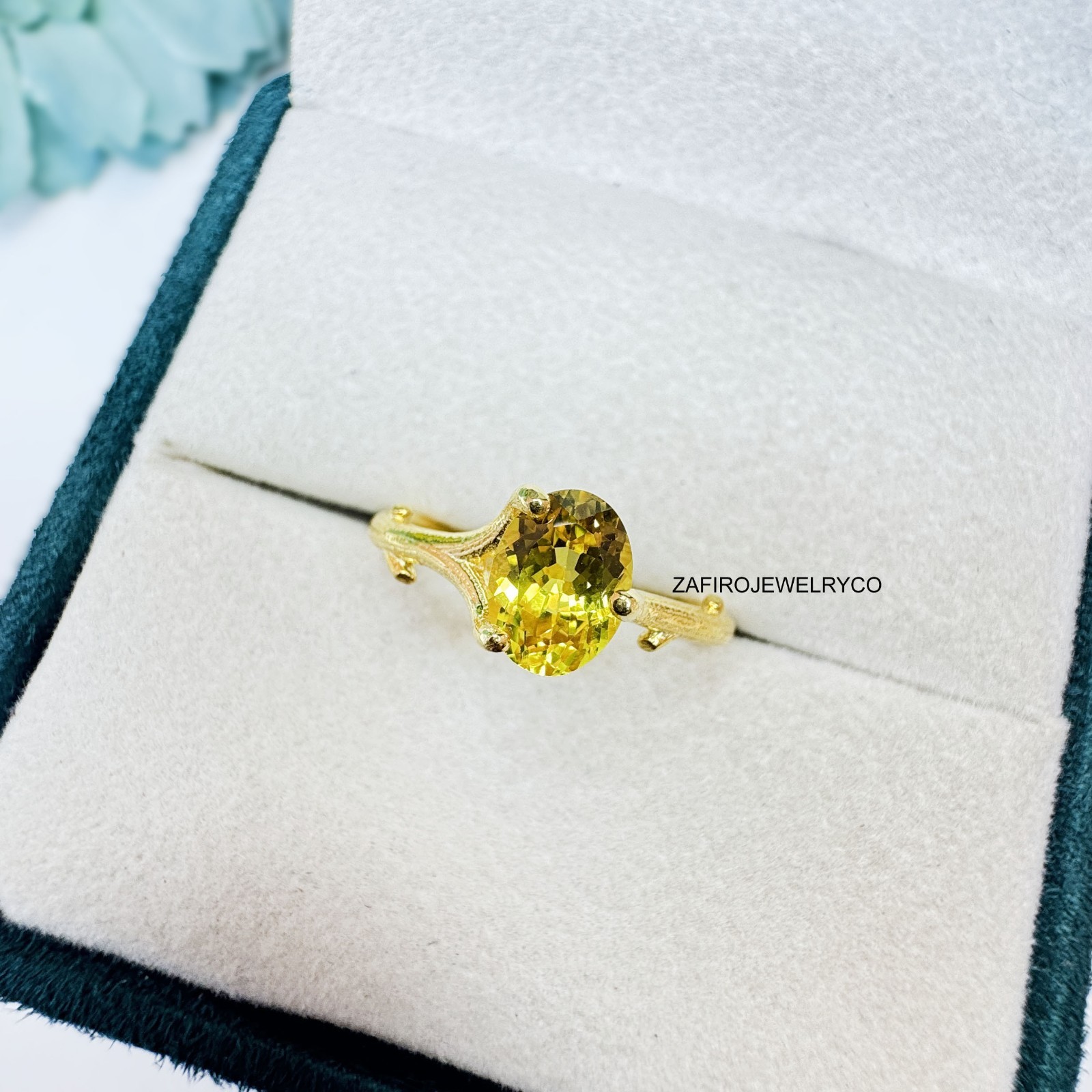 Yellow Sapphire Ring, 925 Sterling Silver, Steller Ring, Lab Created Sapphire