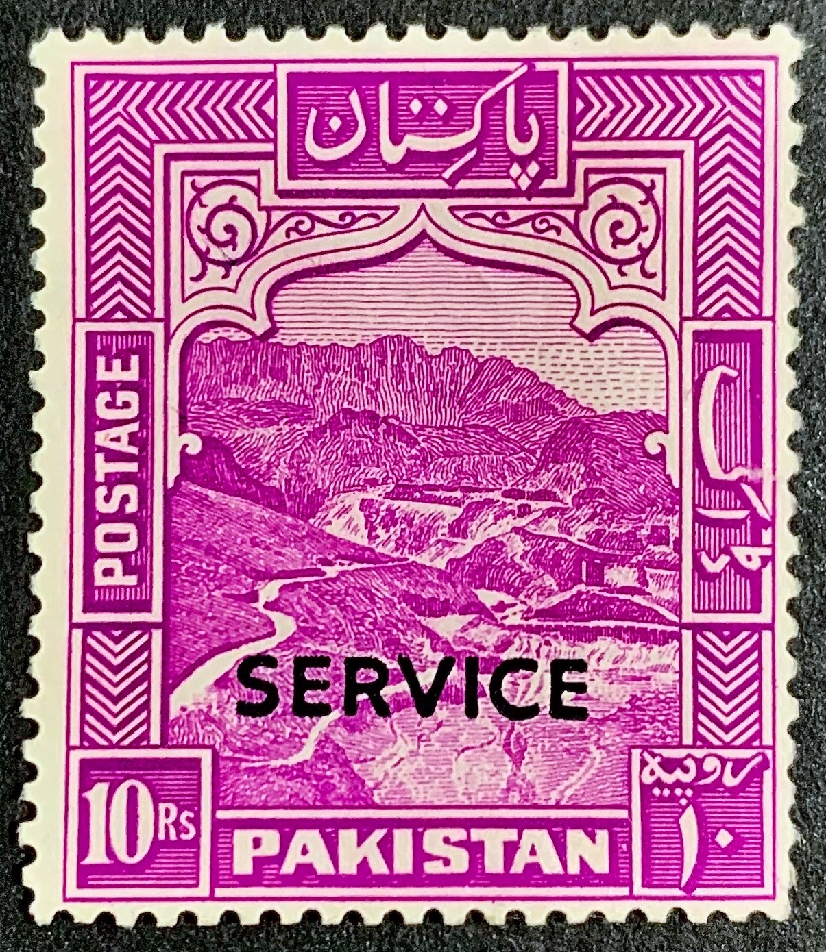PAKISTAN QEII 1953 10r (SERVICE Opt.) Magenta SG #O44 Perf. 13 Mint MNG CAT £28+