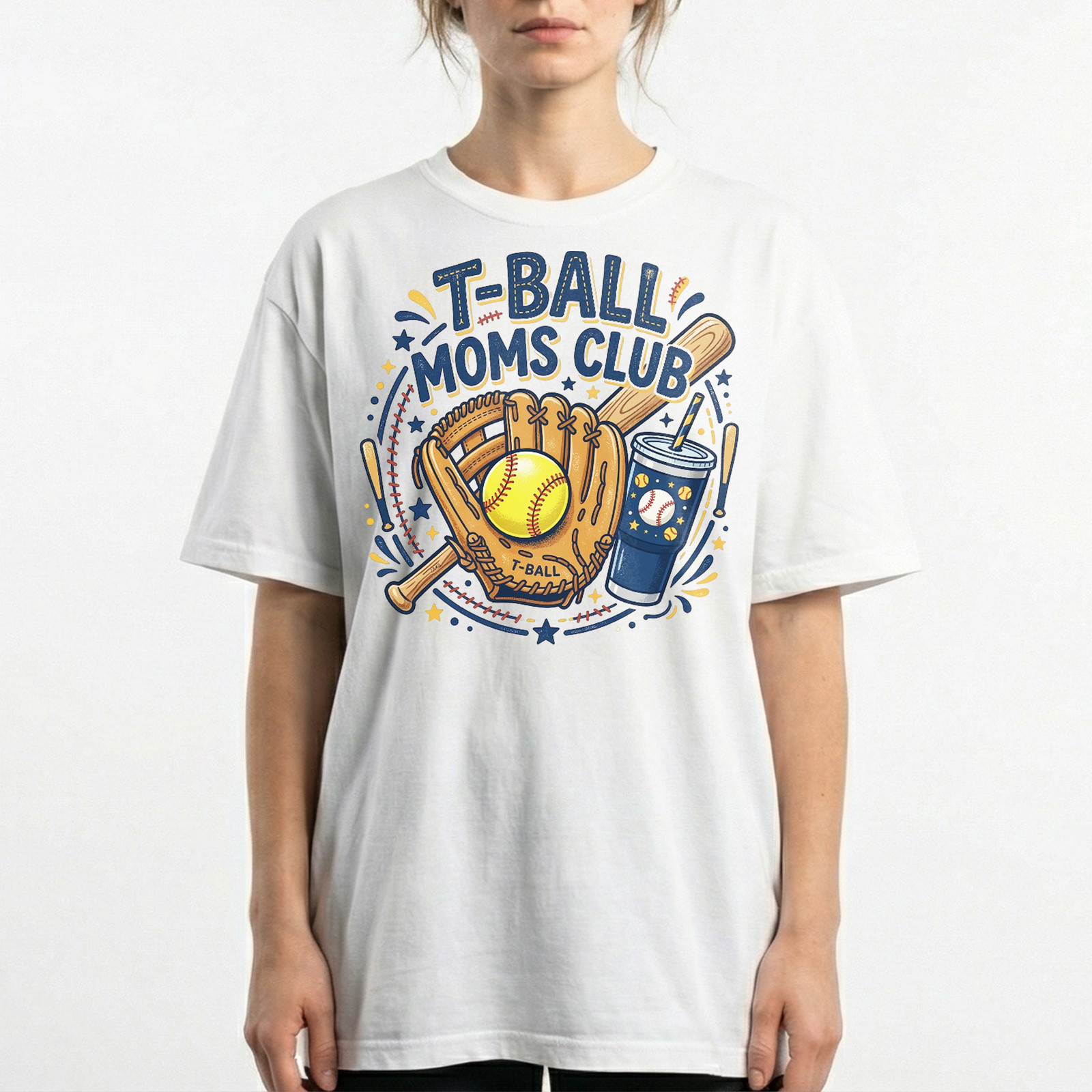 T-Ball Moms Club Vintage Baseball Mom Life Sports T-Shirt Softball Mama Tee