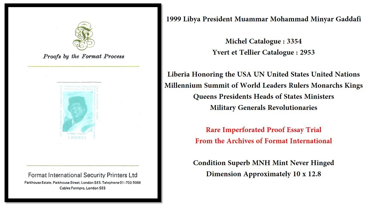 Liberia 1999 USA UN Libya President Muammar Mohammad Gaddafi Proof Mi#3354 MNH