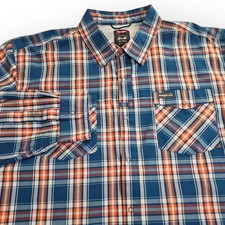Wrangler Outdoor 2X Large Regular Fit Blue Orange Plaid Snap Button LS Shirt