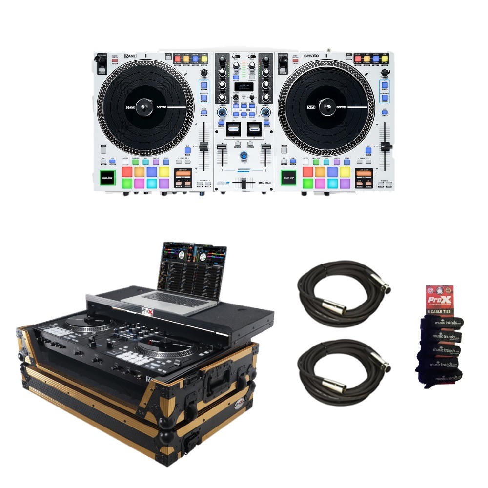 RANE ONE MKII White with Gold on Black Flight Case and XLRs