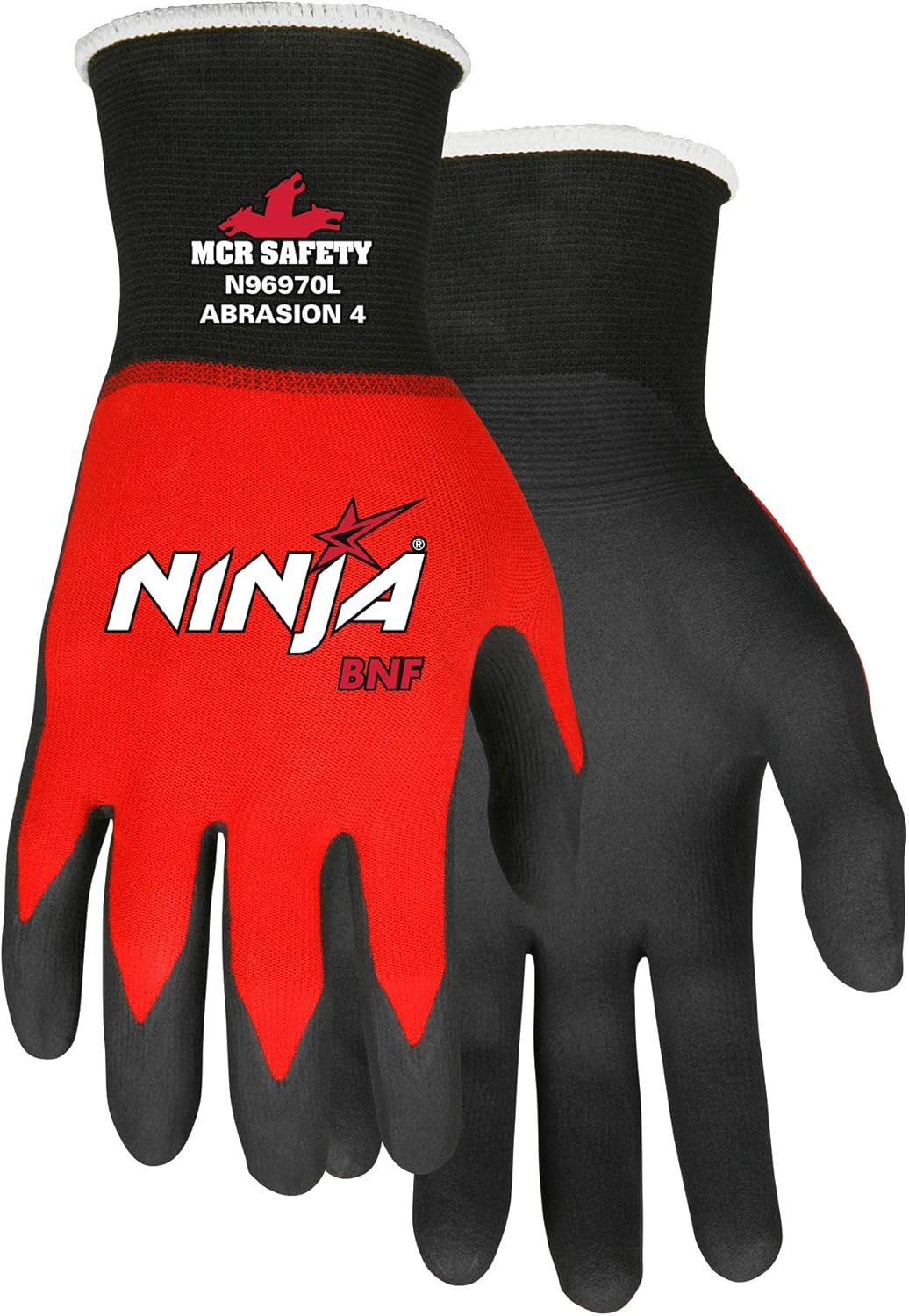 MCR Safety Gloves N96970S Ninja BNF Work Gloves, 18 Gauge Nylonspandex Shell, Br