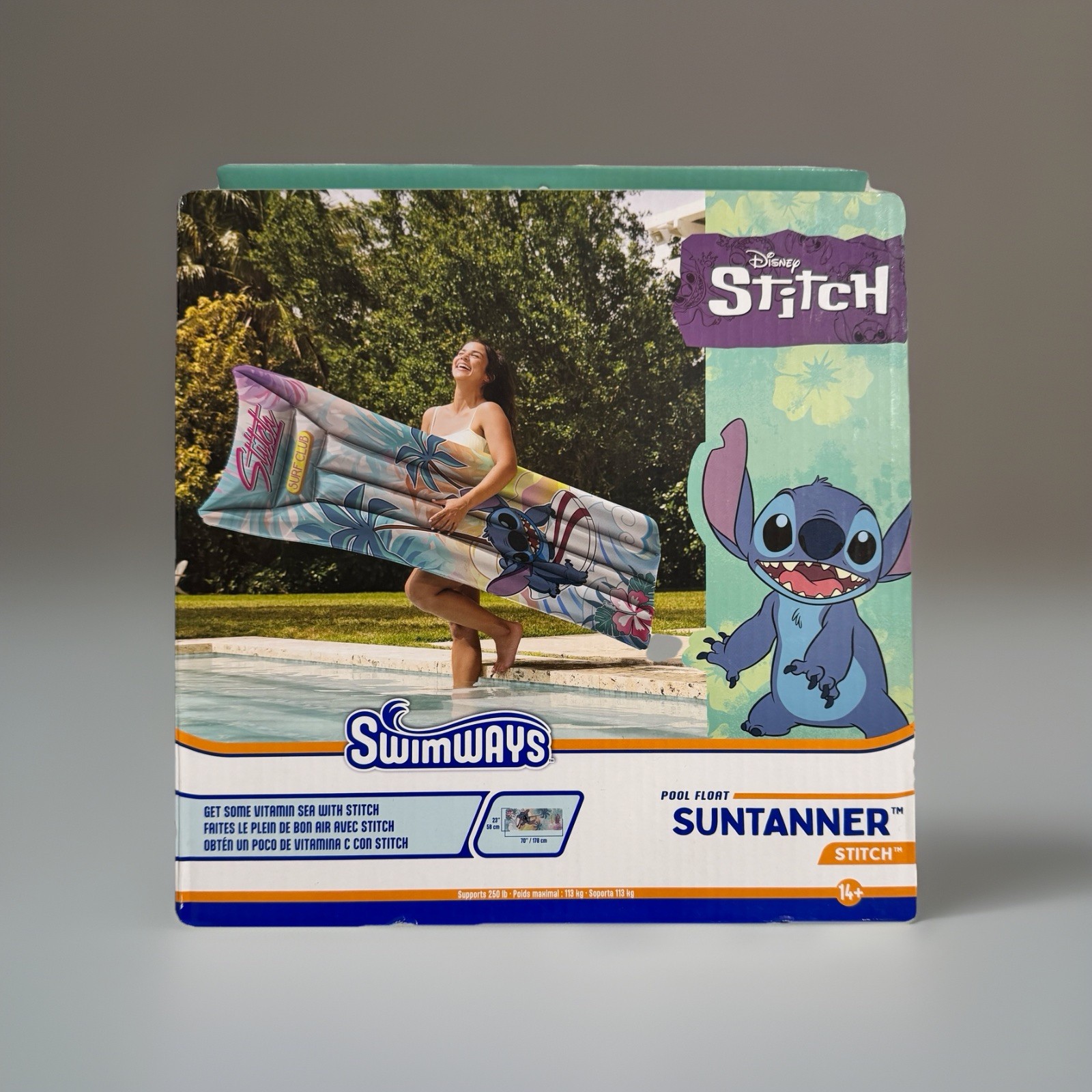 SwimWays Suntanner Stitch Inflatable Pool Float Multicolor Unisex 5.8ft NIB