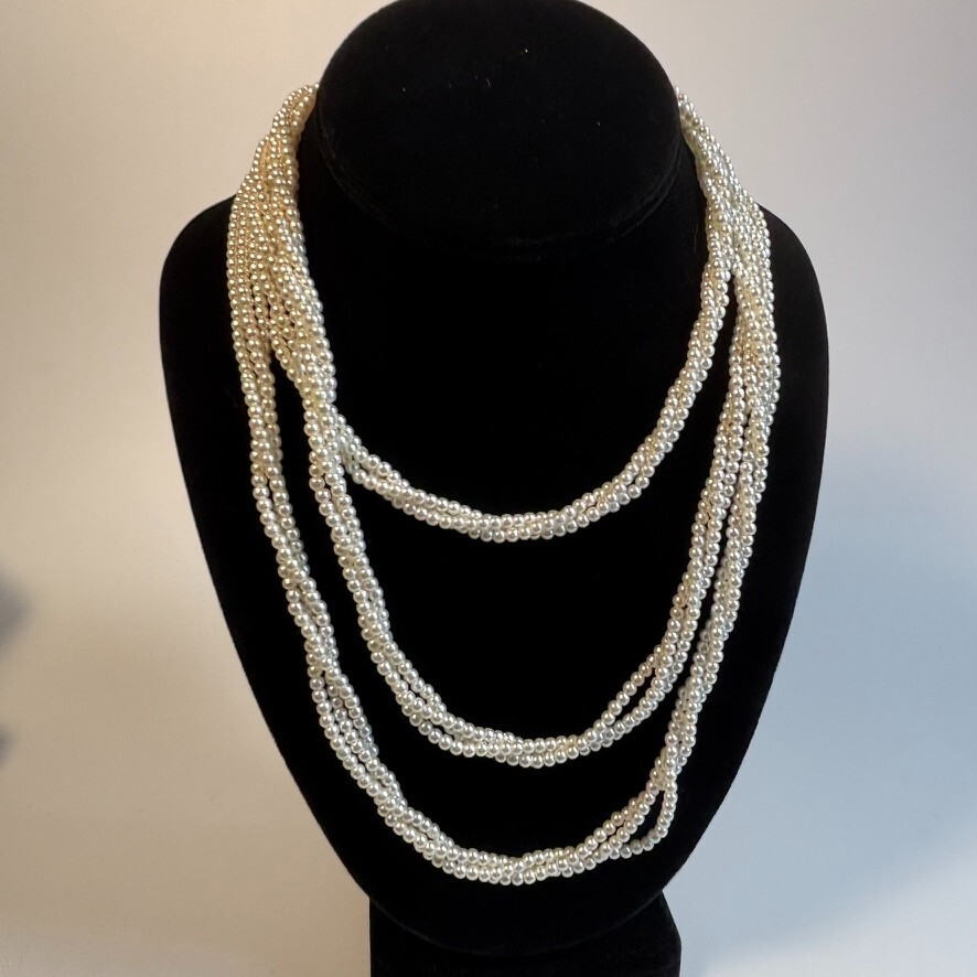 Necklace Vintage Mid Century Classic Jewelry White Extra Long 60 Inches Pearl