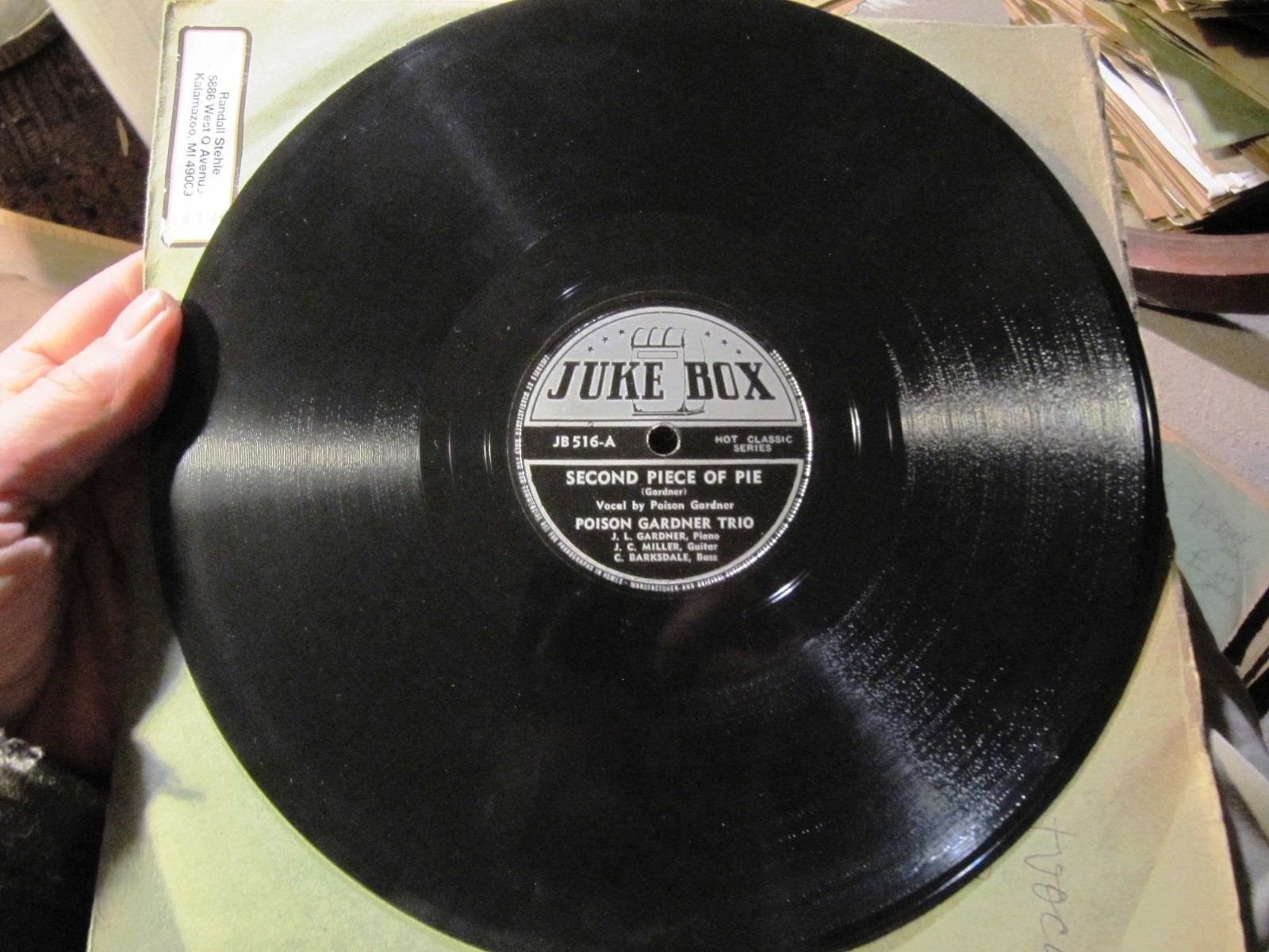 MINT Copy R&B JUKEBOX Record JB-516 POISON GARDNER TRIO Second Noisen with Pie