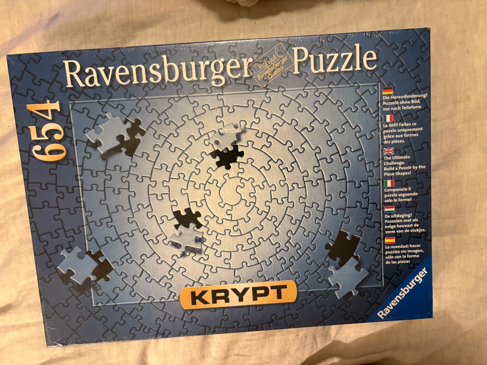 RAVENSBURGER KRYPT 654 The Ultimate Challenge Jigsaw Puzzle Silver 20x27” Sealed