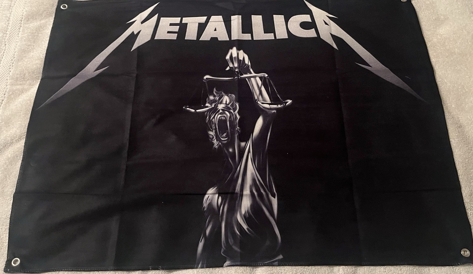 Metallica Justice 19 X27 Flag Banner Band Logo with Grommets Heavy Metal Rock