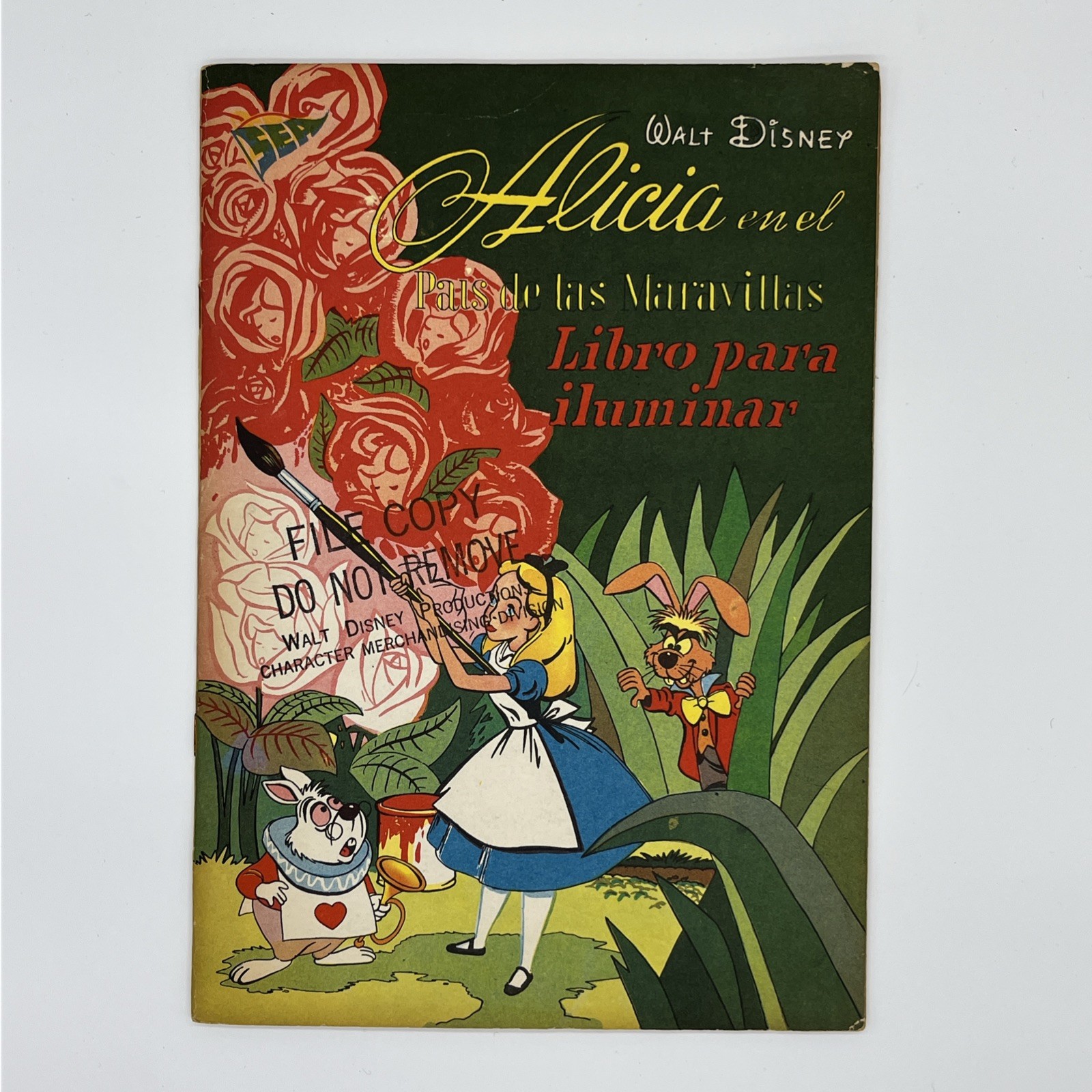 Alice In Wonderland RARE File Copy Coloring Book Spanish 1953 WDP Disney