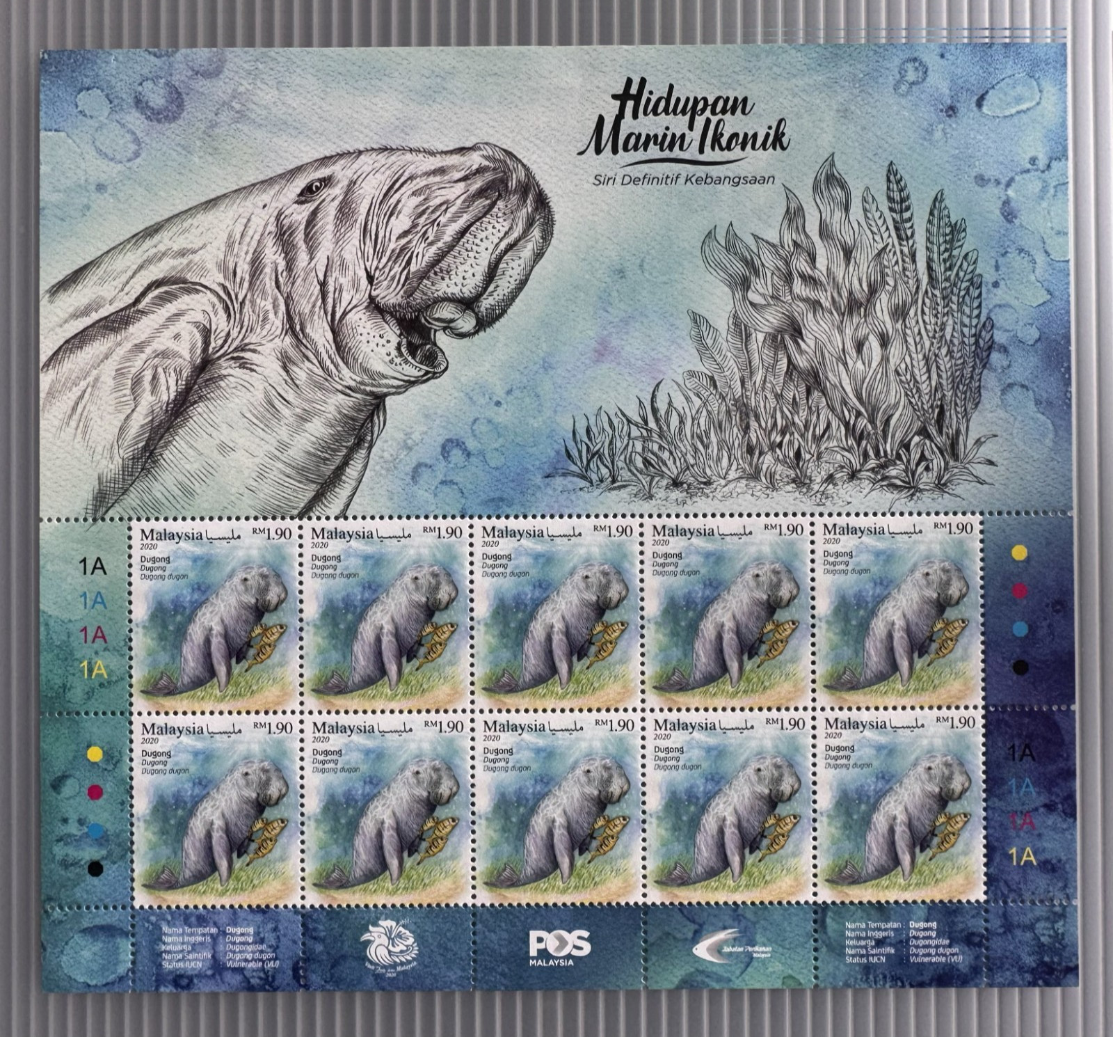 MALAYSIA 2020 Iconic Marine Life - Dugong RM1.90 sheet of 10V MNH SG#2421