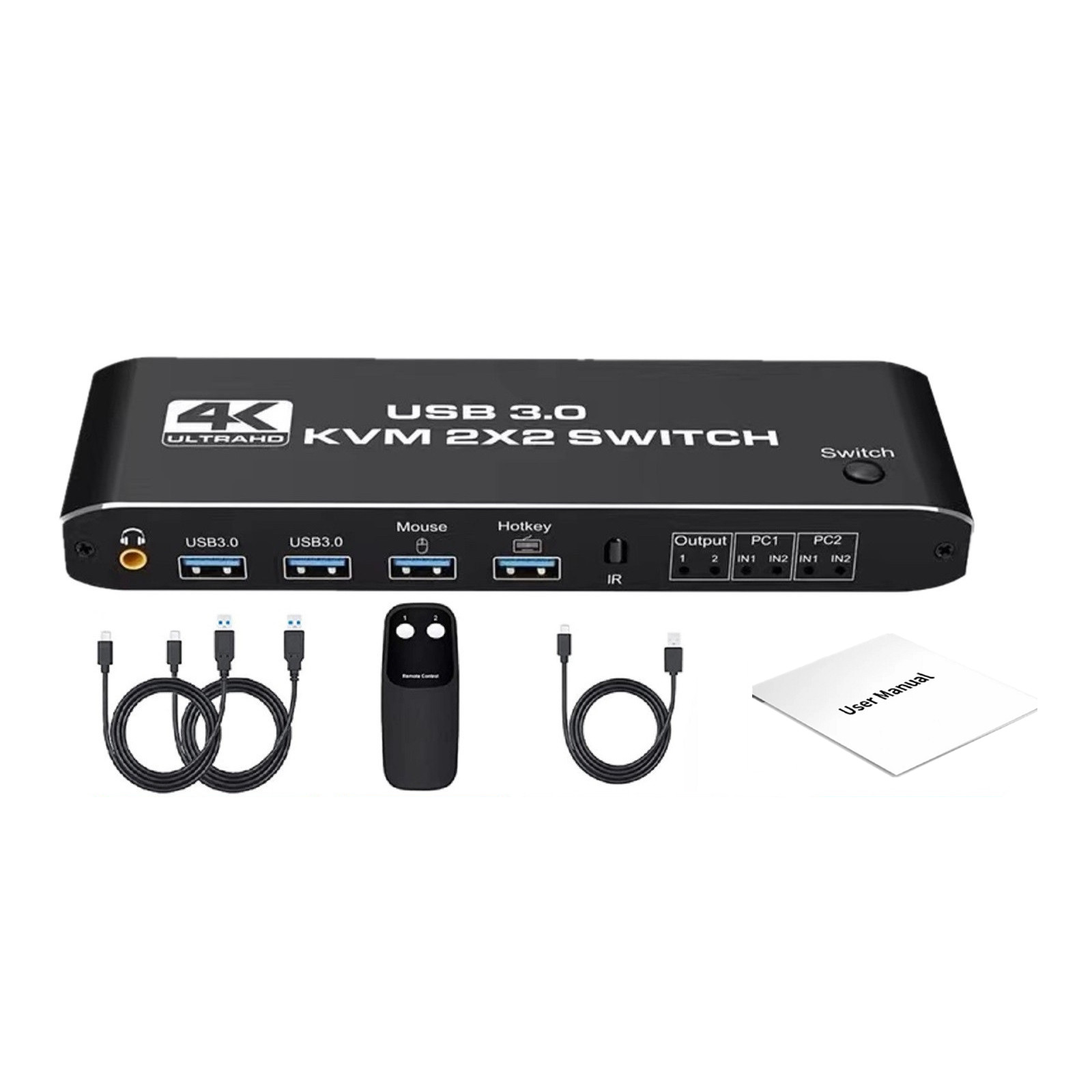 2 in 2 out HDMI KVM Switch Display USB 3.0 HDMI KVM Switch With Keyboard Hotkey