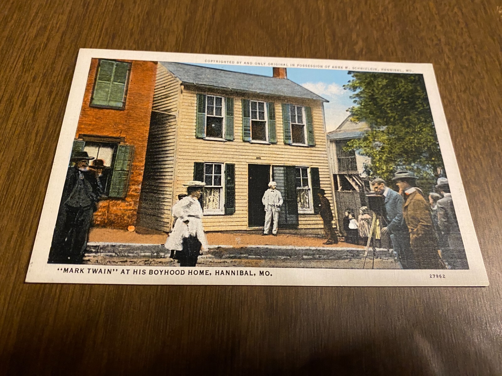Mark Twain at his boyhood Home Hannibal MO Vintage Linen Postcard unposted
