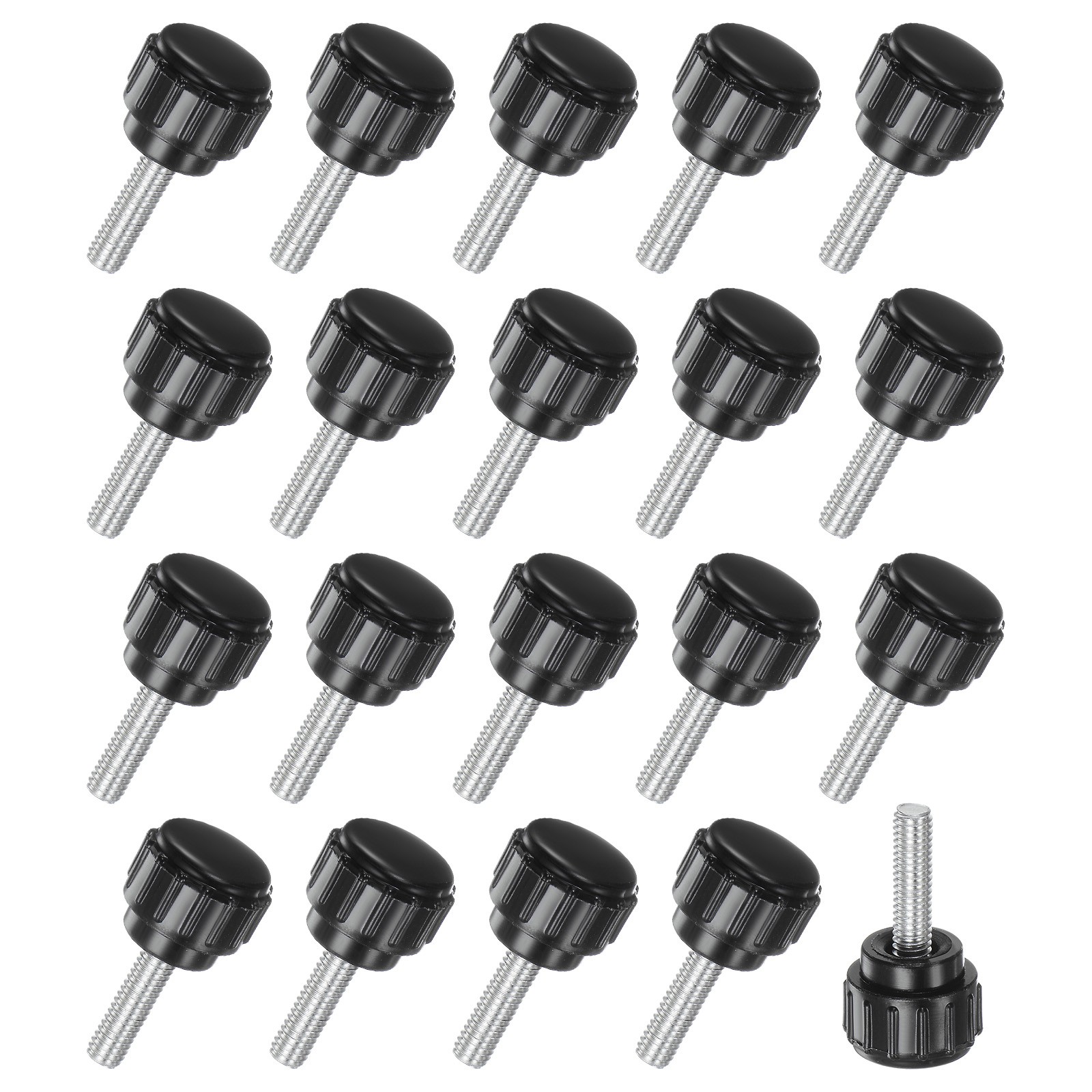 20-Pack Knurled Clamping Knobs, M4x16mm Male Thread Thumbscrew, Carbon Steel