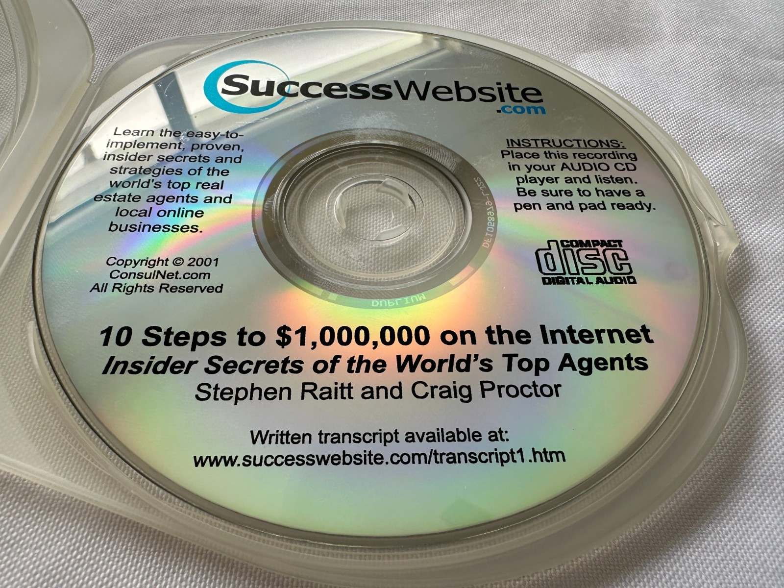 CRAIG PROCTOR - 10 STEPS TO $1,000,000 ON THE INTERNET - REAL ESTATE AGENT CD!