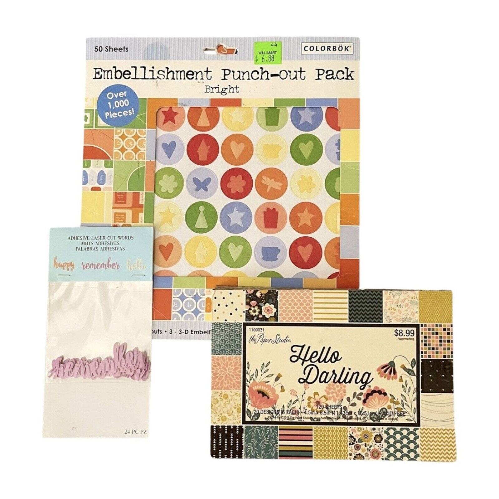 Scrapbooking Set Embellishment Punch-out Pack, Paper Cards, Laser Cut Words
