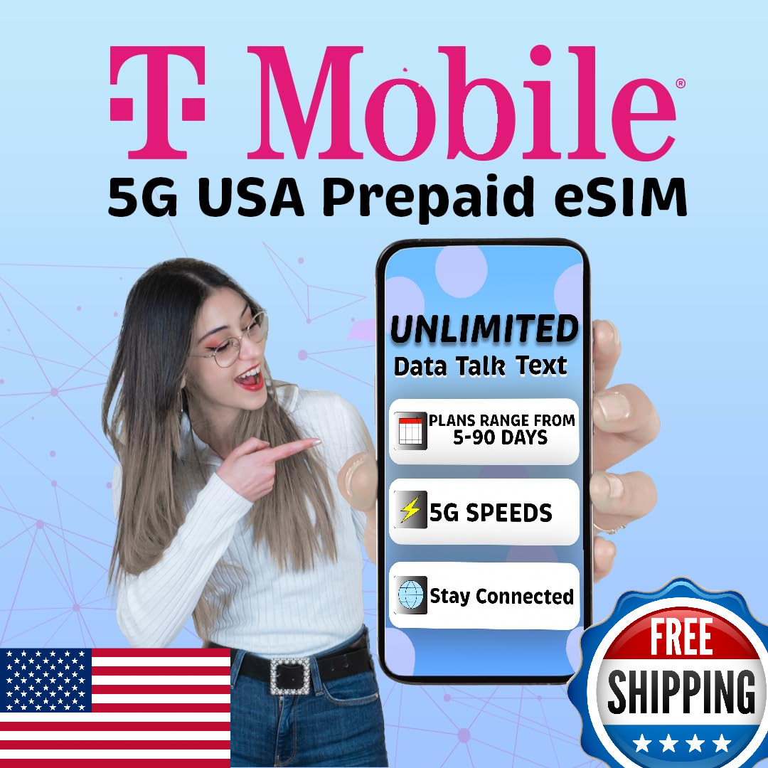 T-Mobile eSIM USA 25 Day - Unlimited 5G Data/Calls/Texts (US Number)