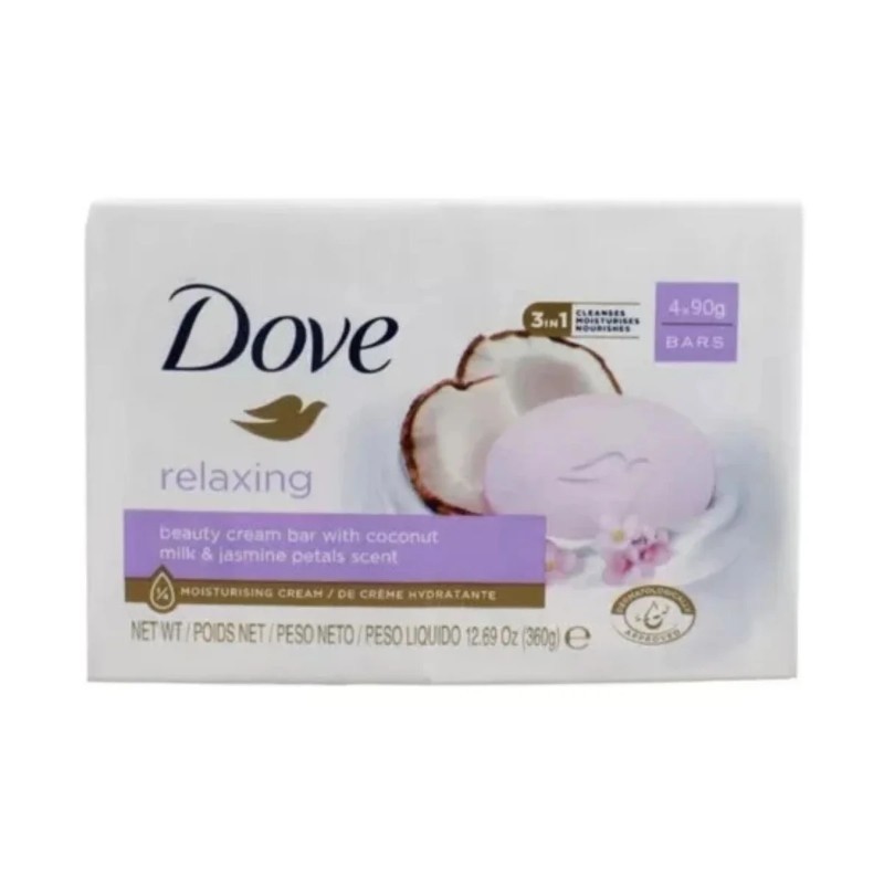 6x Dove Soap Bar Relaxing with Coconut & Jasmine Cream Pack Fresh 90g