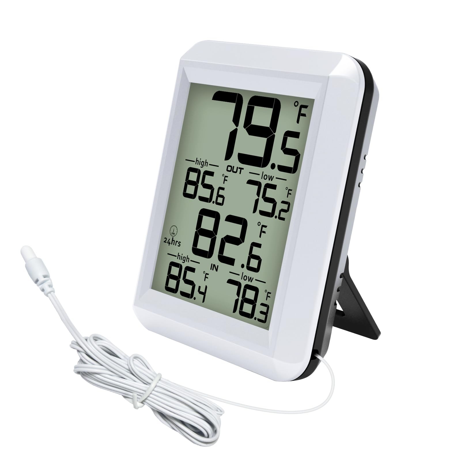 Urageuxy Digital Indoor Outdoor Thermometer Wired, White 