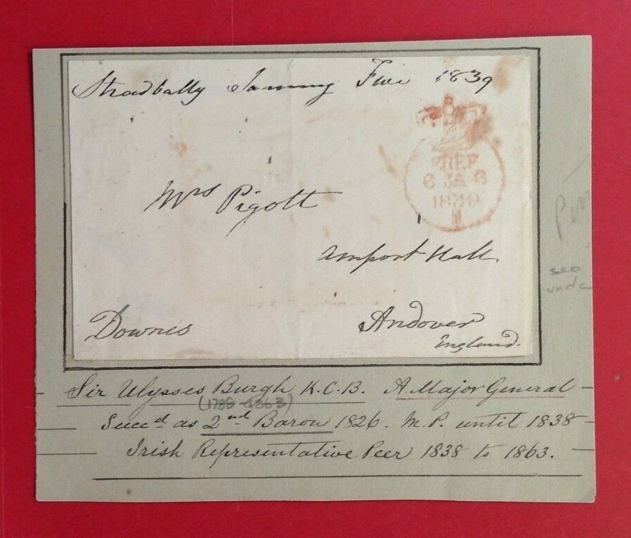 British 19th Century Ulysses Burgh 2nd Baron Downes 2 cut signatures