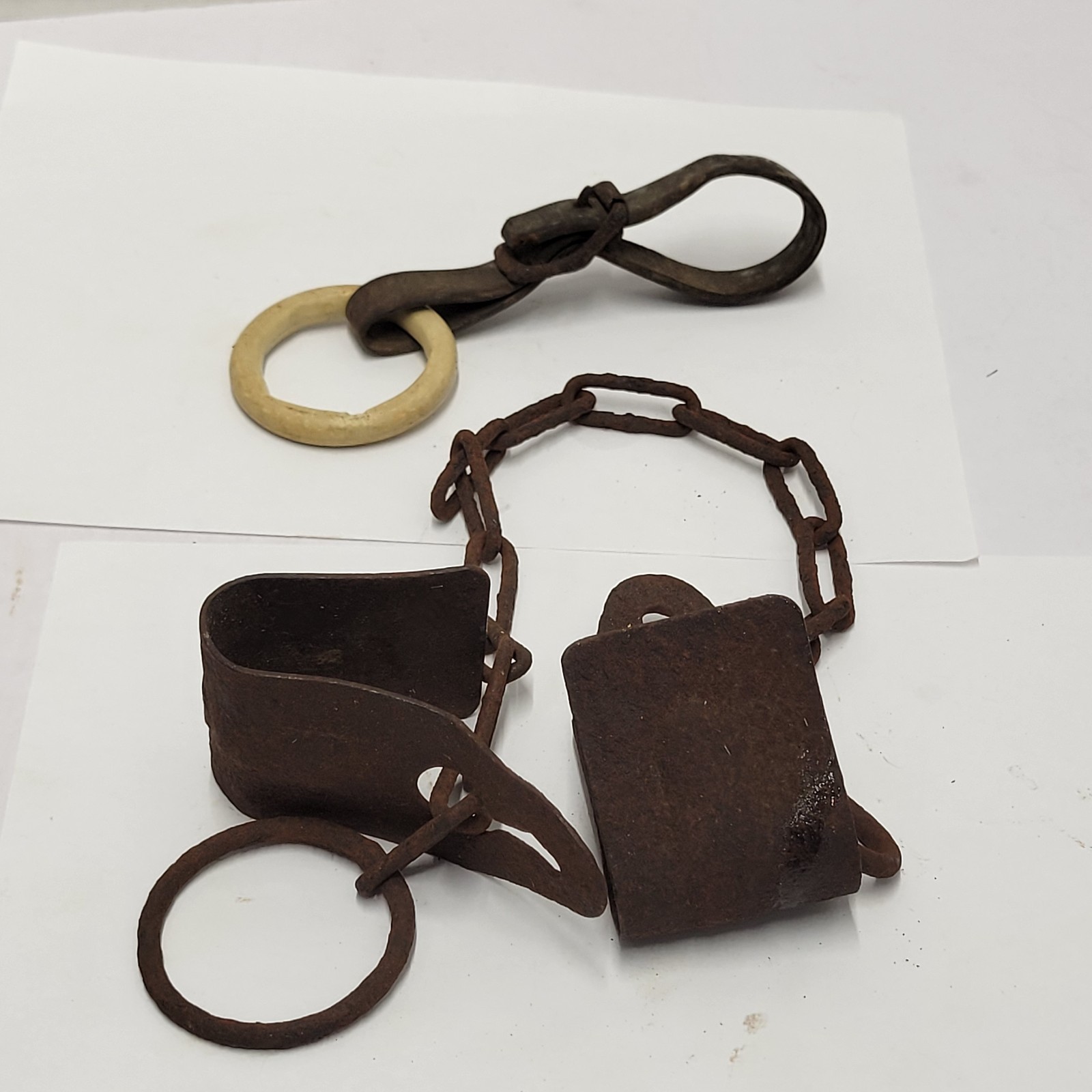 Antique Metal Cow Kickers Shackles Hobble Iron Chains And Horse Equipment 