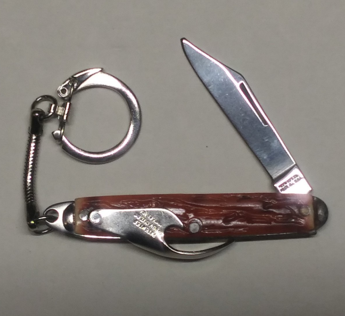 Vintage Providence Cutlery Co. USA Mini Pocket Knife Bottle Opener w/ Keychain