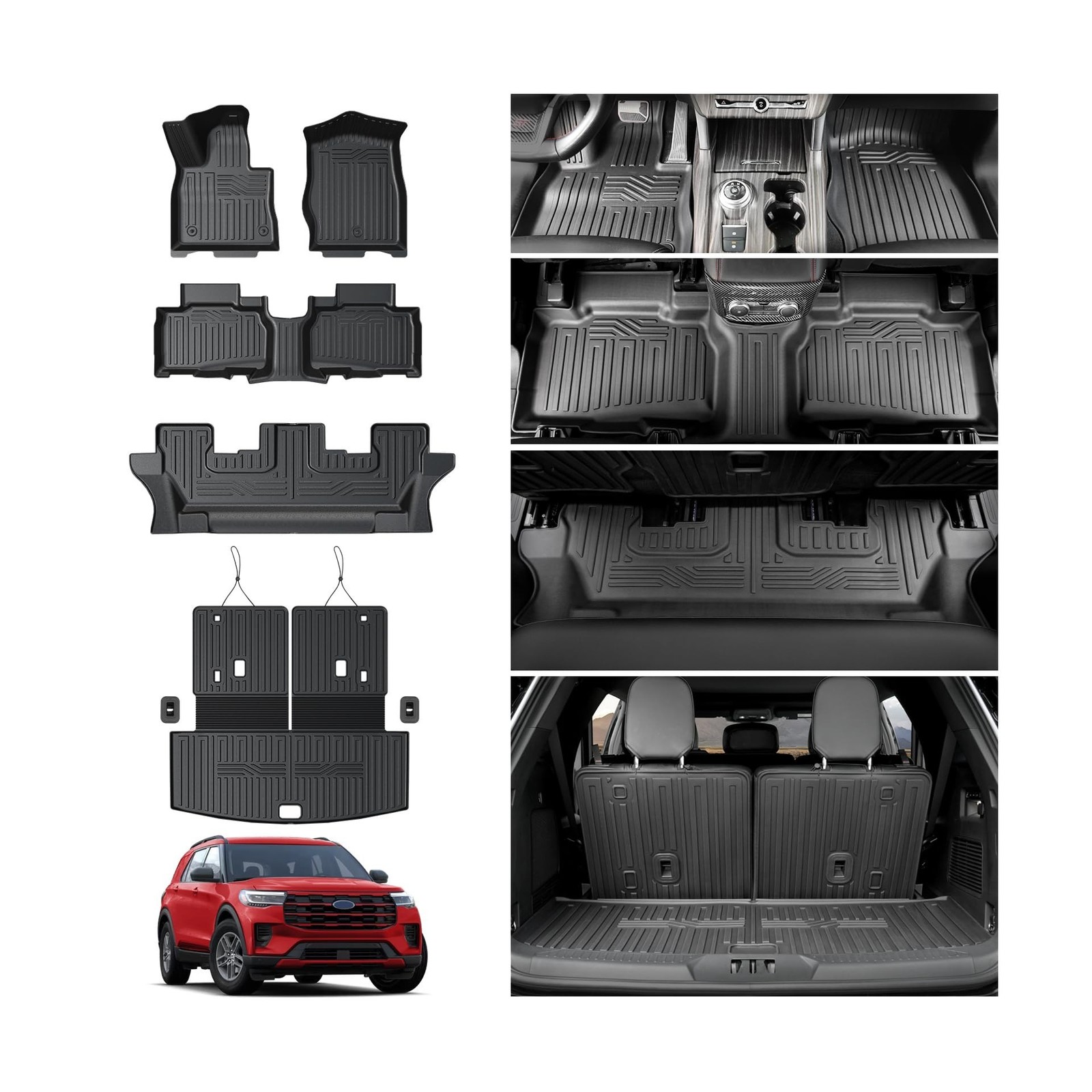 Floor Mats for 2020-2025 2026 Ford Explorer 7 seat Accessories, Cargo Mat wit...
