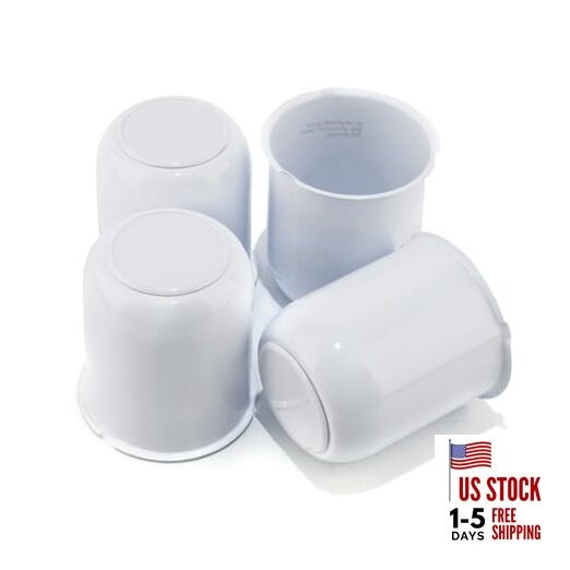 4Pcs 3.19inch Stainless Trailer Wheel Center Caps Push 3.19" OD 3.62" H White