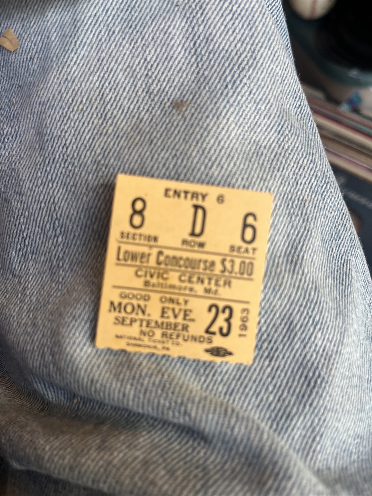 John F Kennedy Gave Speech On Civil Rights - Ticket Stub. Balto Civic Cntr 1963