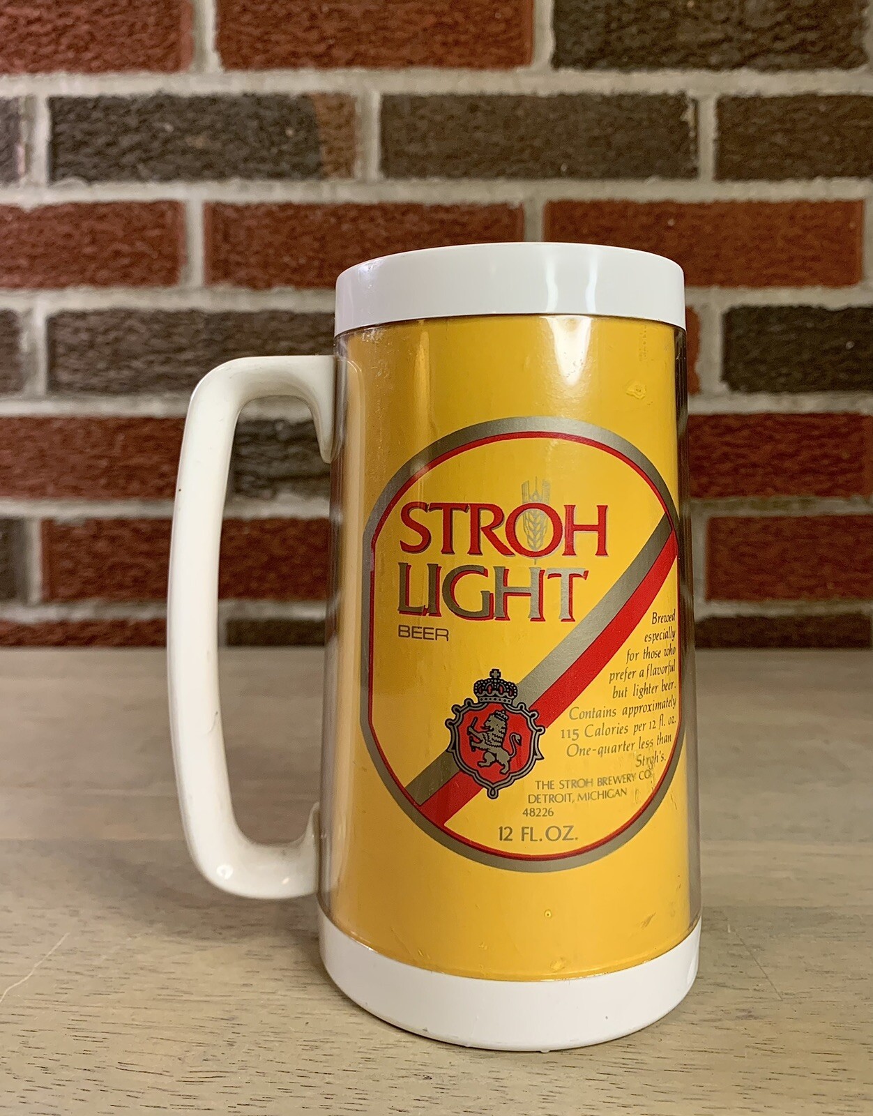 Stroh Light Thermo-Serv Mug Vintage 1970s Made in USA Stroh's Beer Stein Cup
