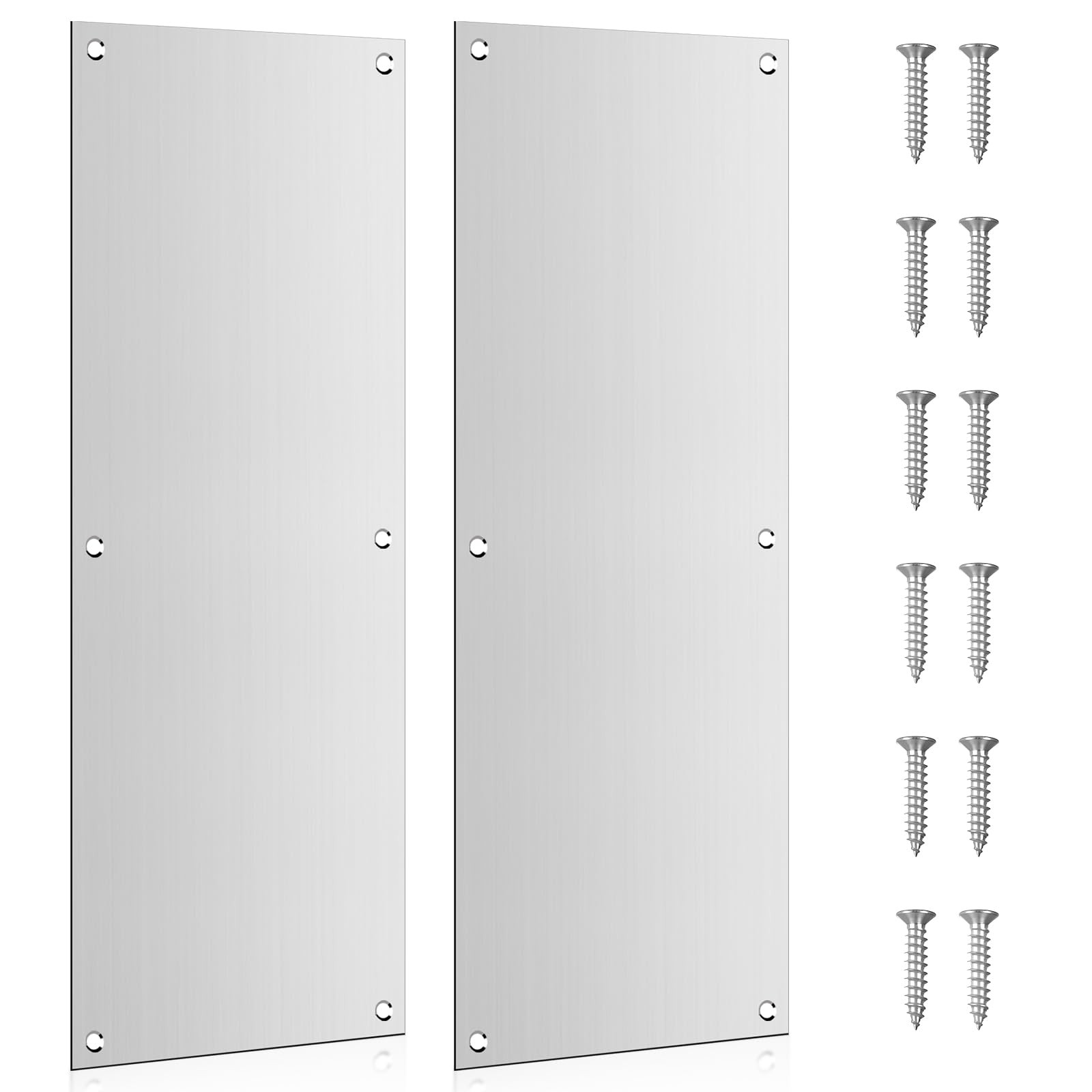 2 PCS Stainless Steel Door Push Kick Plate 16x6 Inch Metal Protector Screws