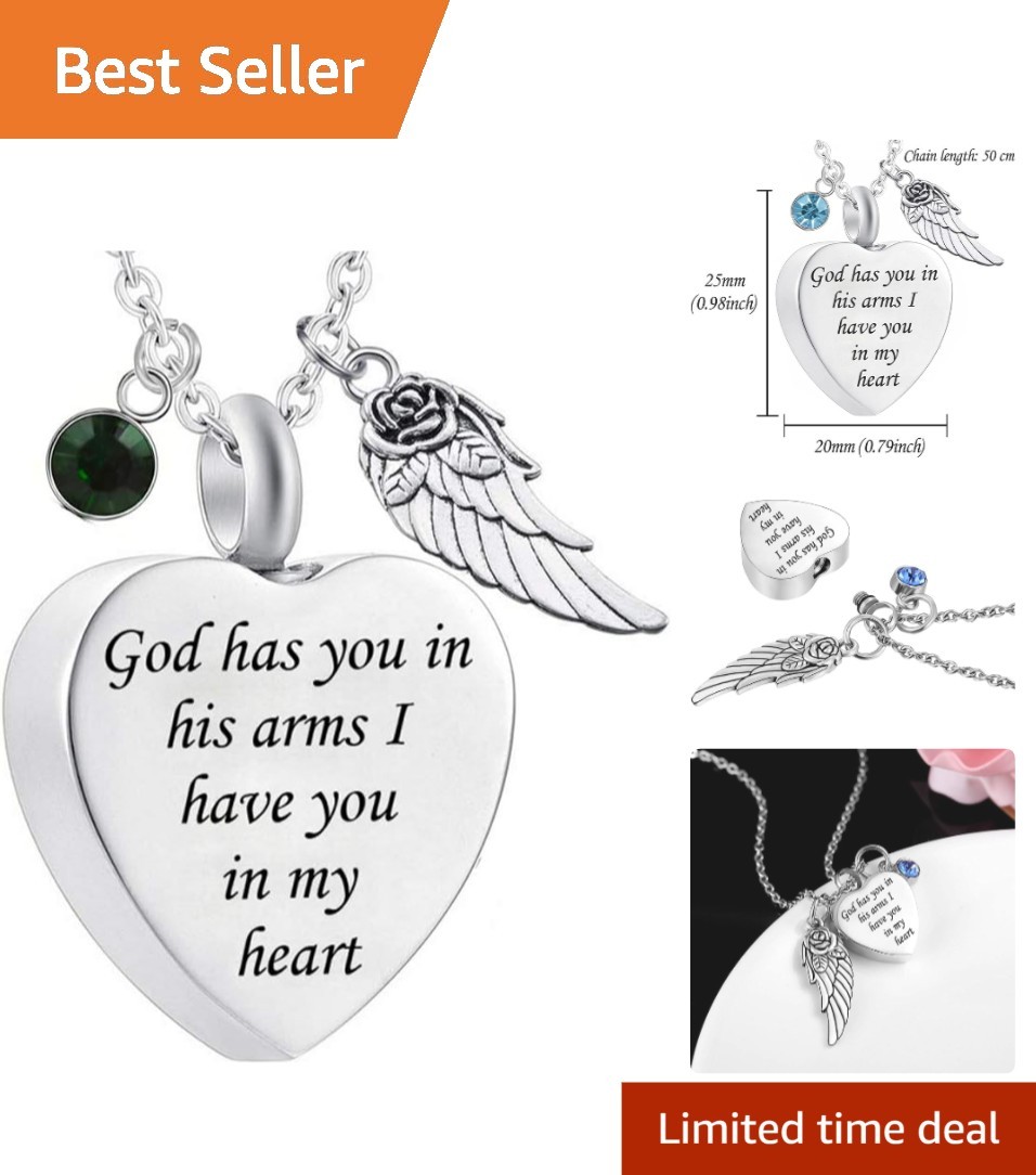 Beautiful Angel Wing Charm Pendant with Birthstone Crystal for Memorialization