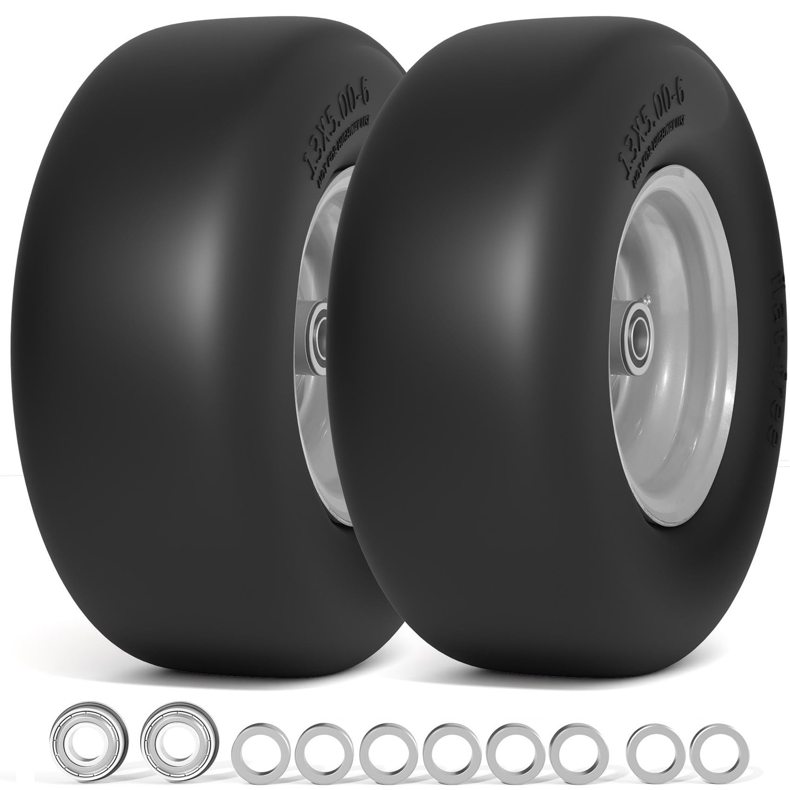 13x5.00-6 Flat Free Lawn Mower Tire and Wheel, 13x5x6 Solid Front Tires for Z...