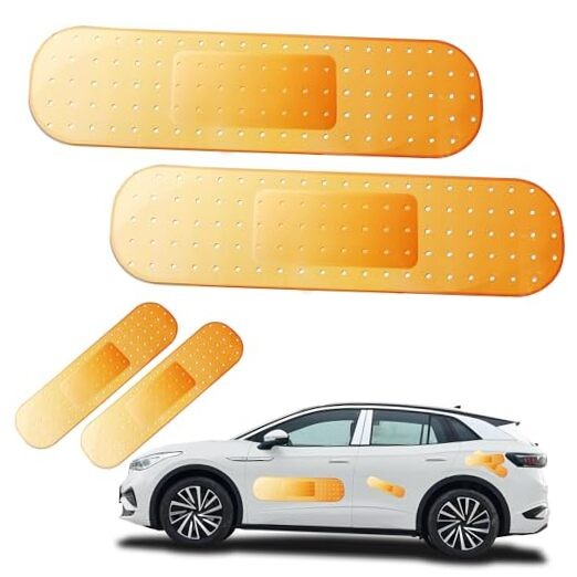 4 Pcs Funny Car Bandaid Stickers(Orange, 2 Large+2 Small), 24"/10" Bandaid Car 