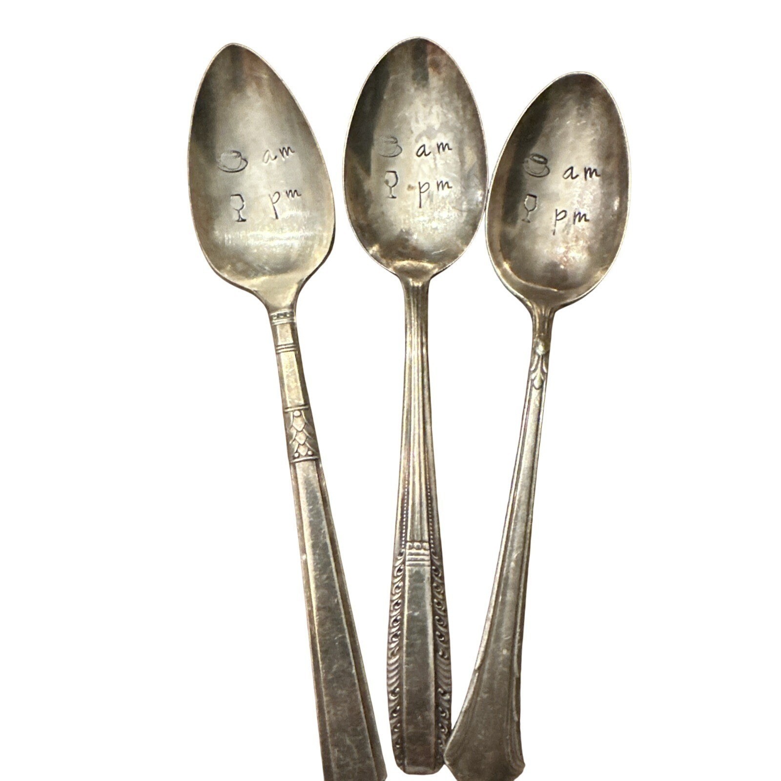 Vintage Gorham, Roger's, Wallace brothers 3- Engraved "am Pm" Spoons