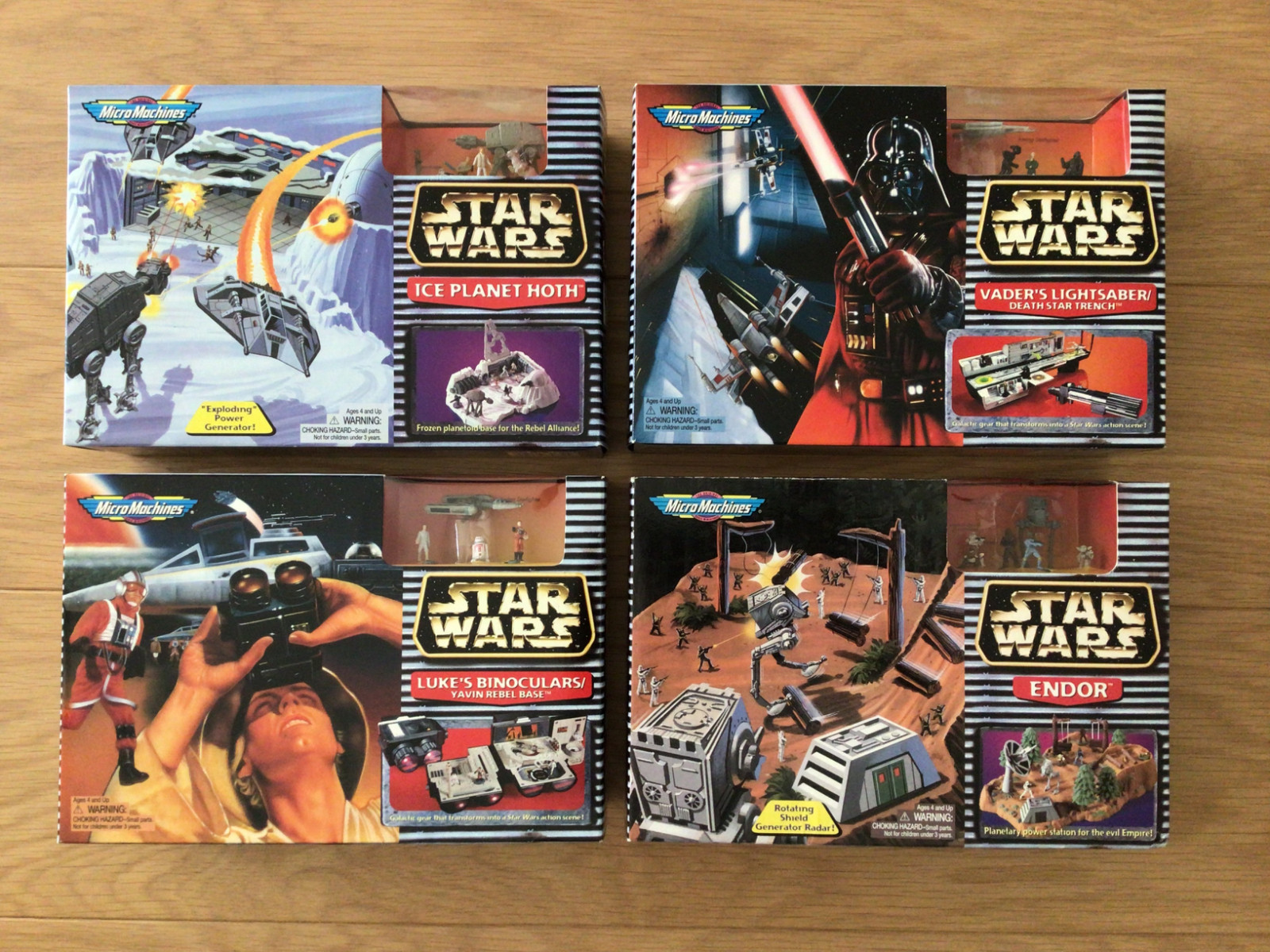 Lot 4 Star Wars 1996 SEALED Micro Machines Galoob Hoth Endor Luke Vader Vintage