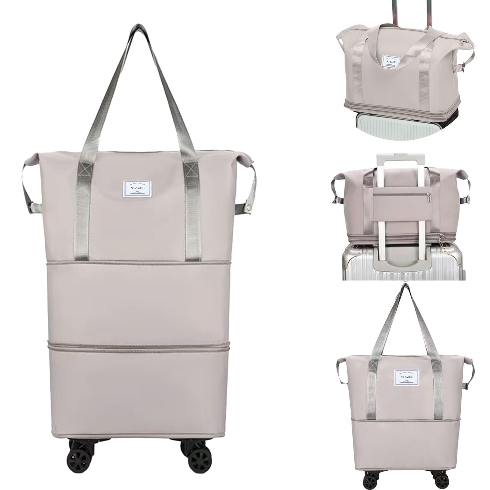 Travel Rolling Duffel Bag with Removable Wheels,Expandable Foldable Carry-On ...